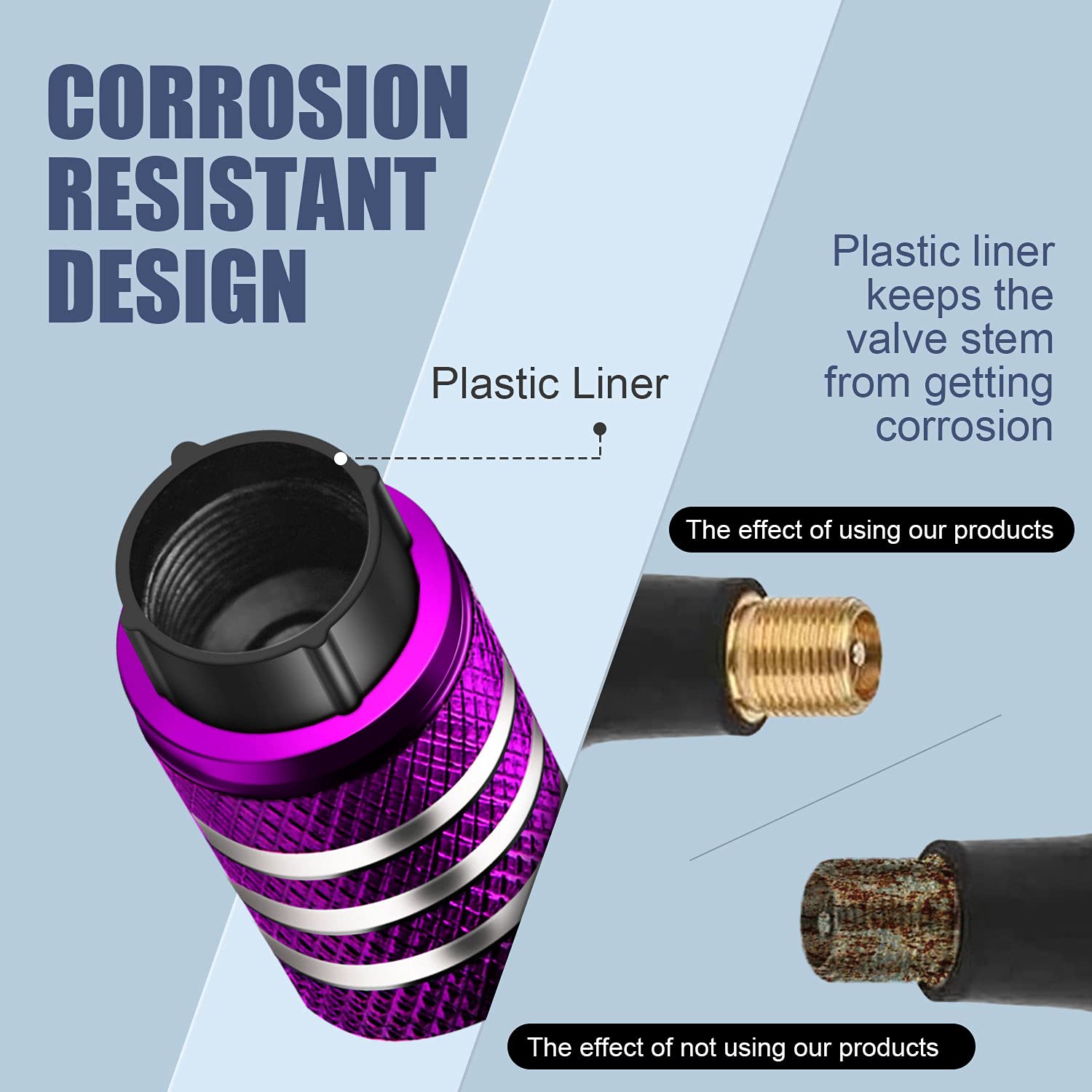 Tire Valve Stem Cap Cover - (5 Pack) Tire Air Caps Metal With Plastic Liner Corrosion Resistant Leak-Proof Snow Snowflake For Ca