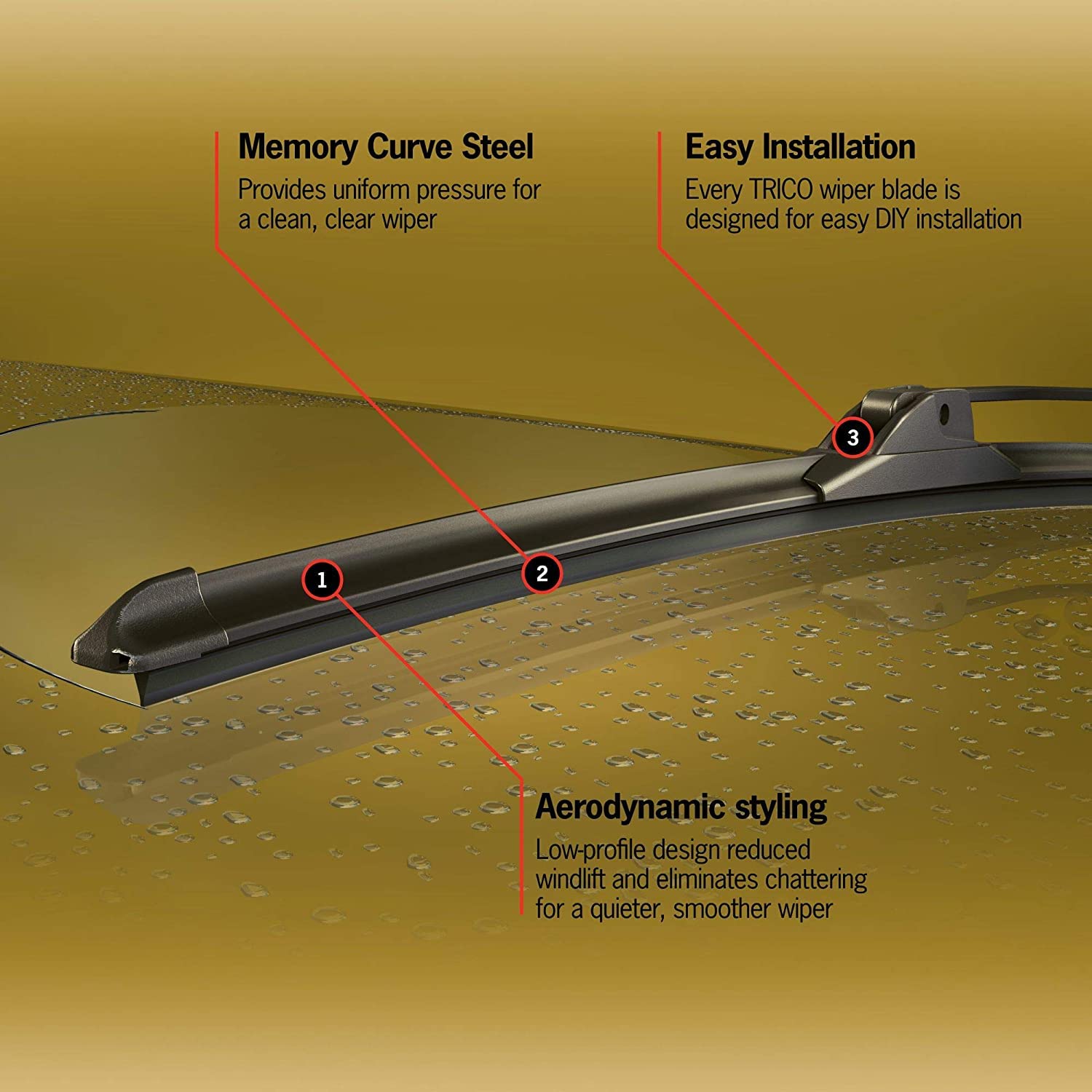 Trico Gold Driver/Passenger/Rear Kit Replacement Windshield Wipers Blades For 2013-2020 Toyota Rav4; Includes 26 Inch, 16 Inch,