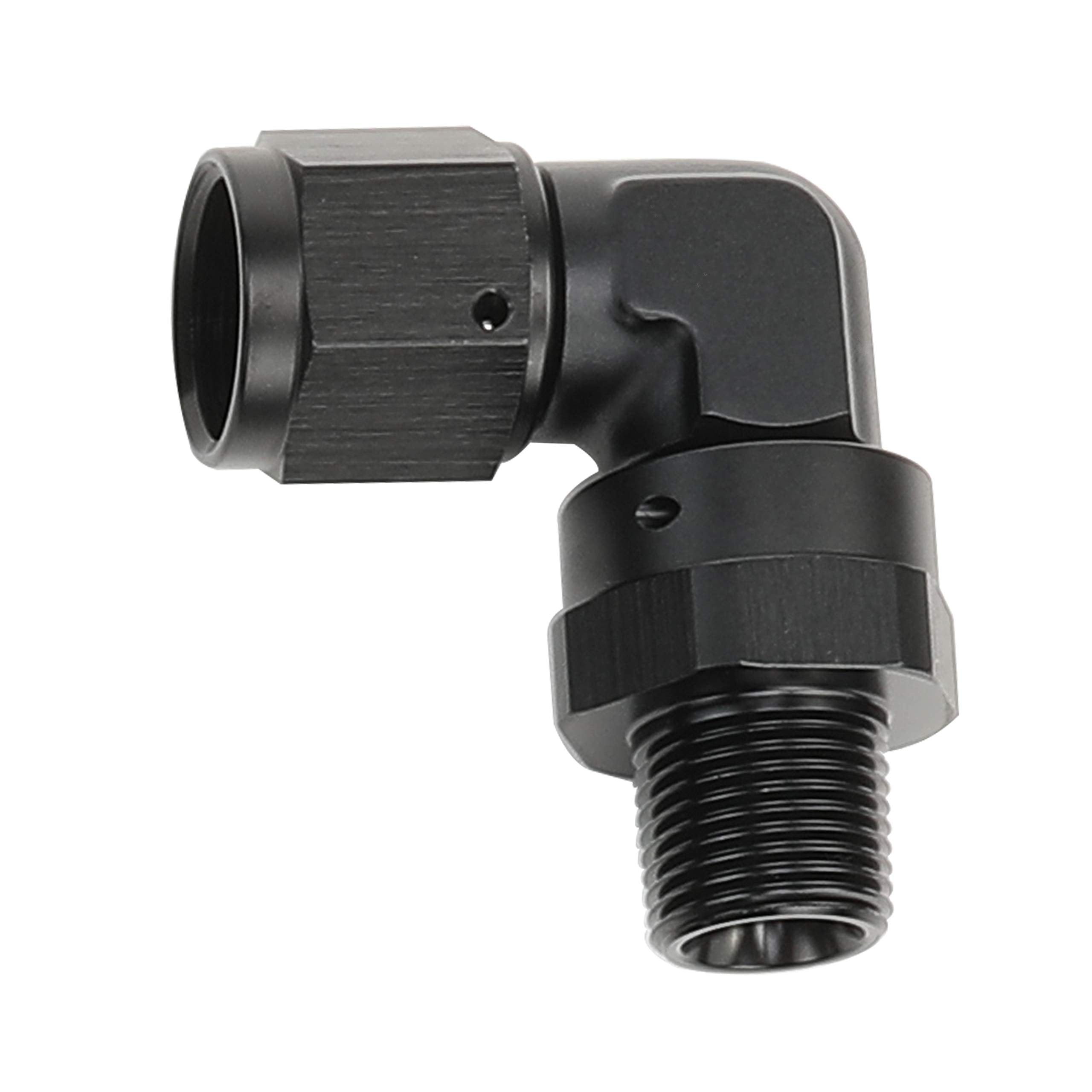 Ac Performance Black Aluminum 90 Degree -4 An Female To 1/8' Npt Male Swivel Adapter Fitting