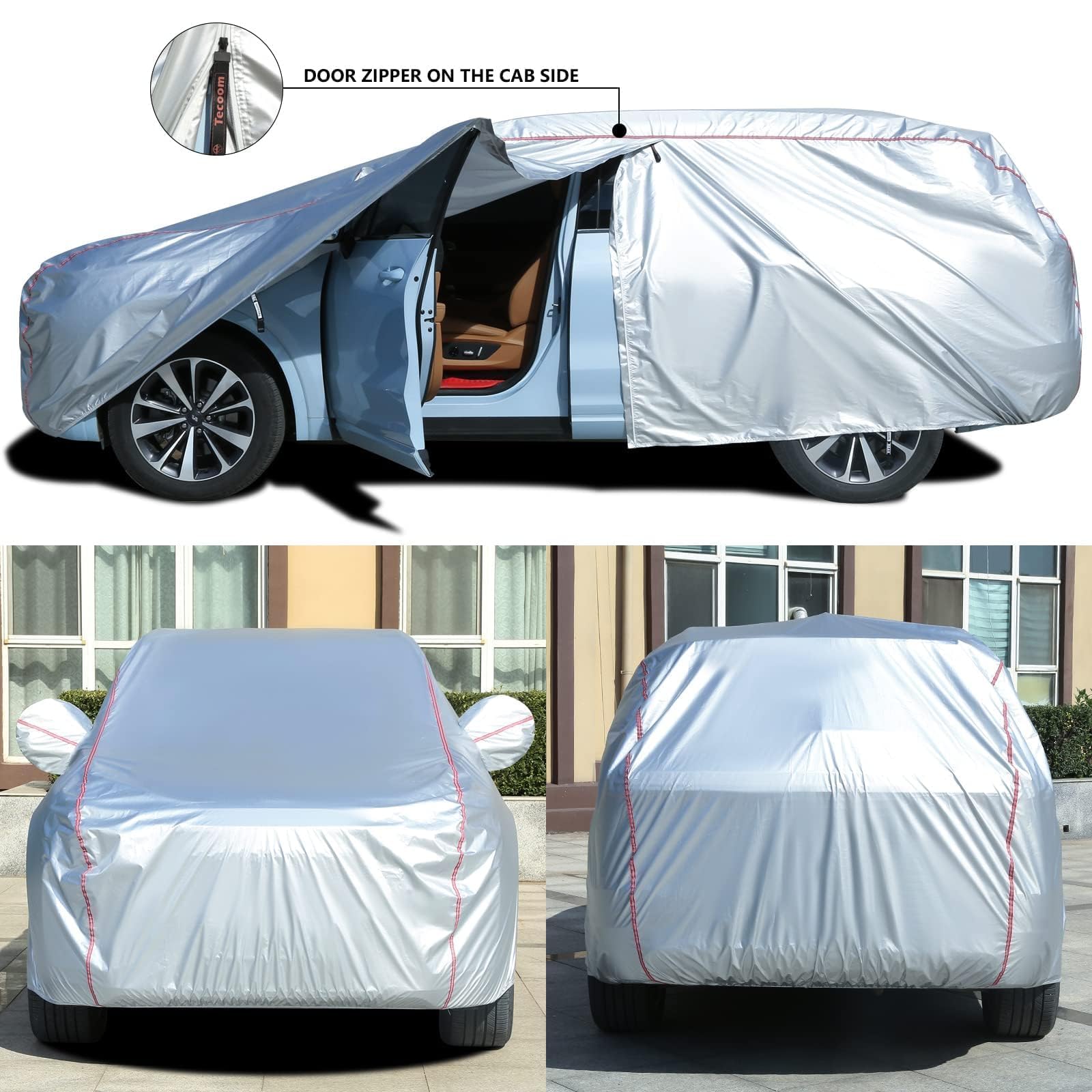 Tecoom Waterproof Car Cover For Tesla Model Y Honda Crv, Uv Protection Car Covers For Toyota Corolla Rav4 Jeep, Door Zipper/Lock