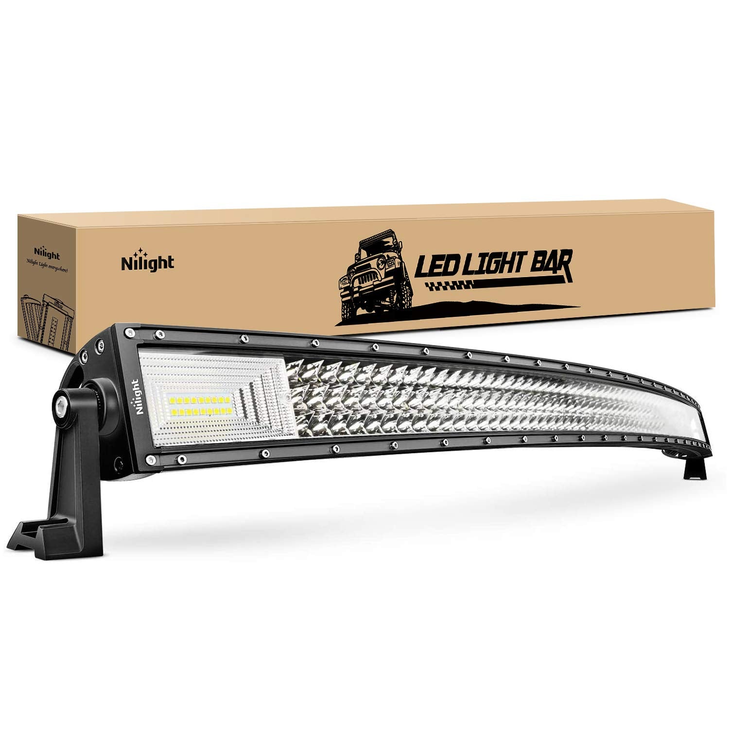 Nilight - 18015C-A LED Light Bar, 52Inch, 783W, 78000LM, Curved Triple Row Flood Spot Combo Beam Off Road Driving Lights for Boat, Trucks, 2 Years Warranty