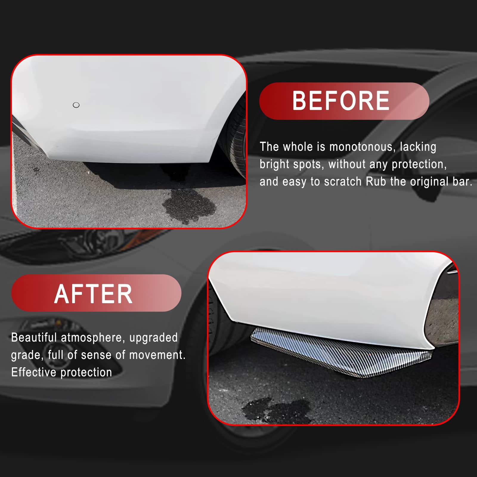 2 Pcs Car Rear Bumper Guard Diffuser Splitter Front Bumper Lip Body Kit Vehicle Blade Rear Shovel, Side Fender Skirt Lip Splitte