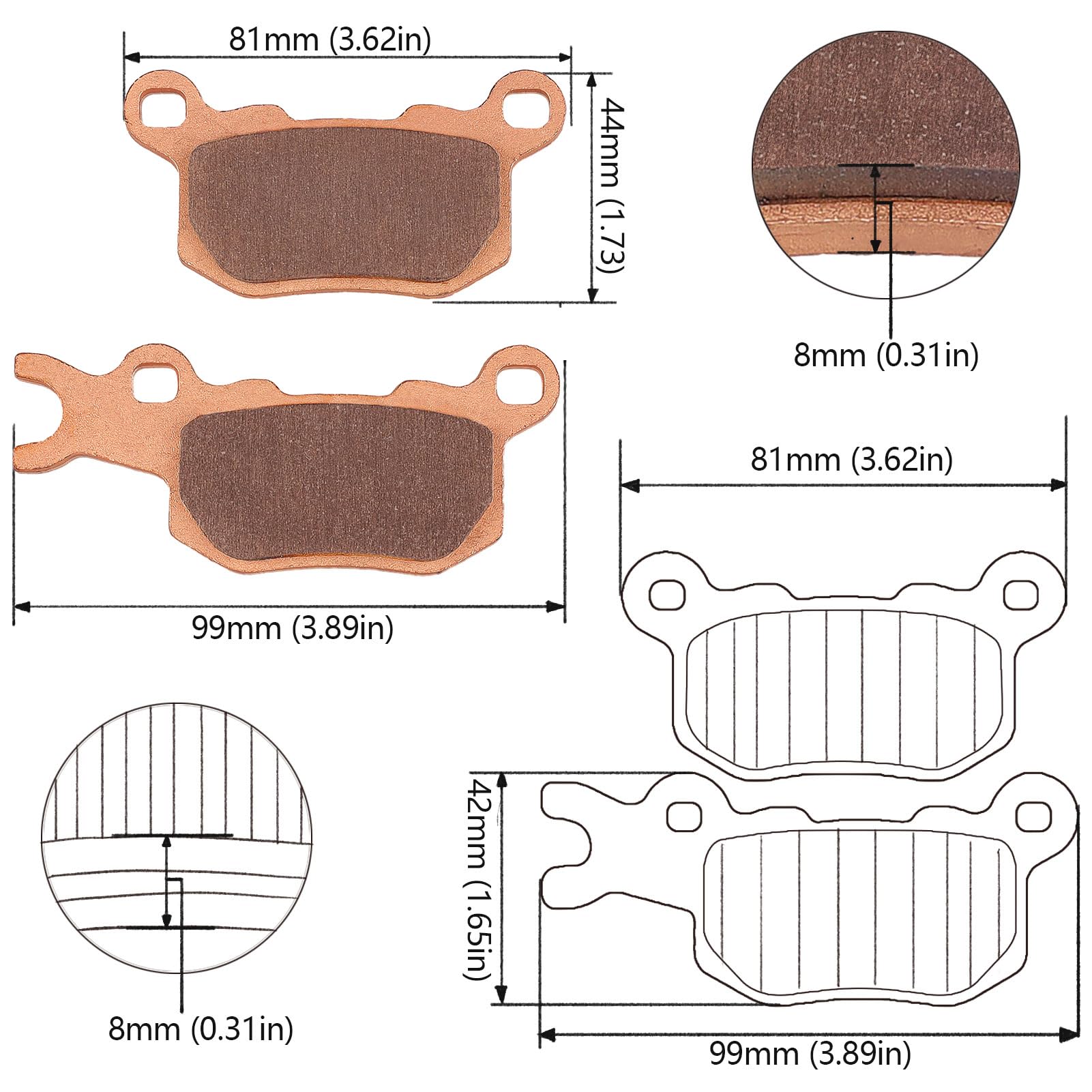 Front Rear Brake Pads Sintered For Can-Am Defender Hd10 Hd9 Hd8 Hd7 2016 2017 2018 2019 2020 2021 2022