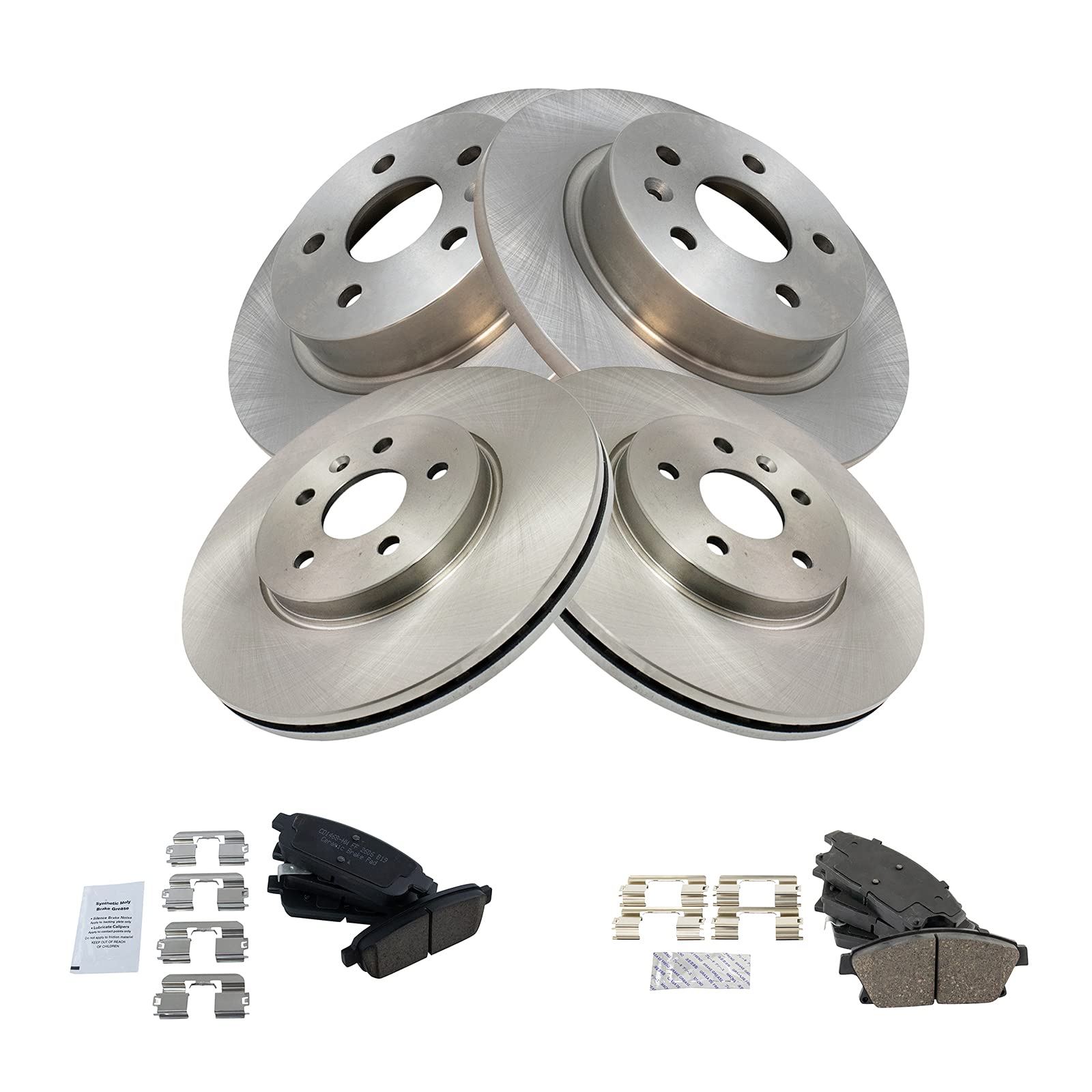 Trq Front And Rear Brake Pad & Rotor Kit Brake Pads Brake Rotor Ceramic Solid Compatible With 2013-2017 Buick Encore 2015-2017 C