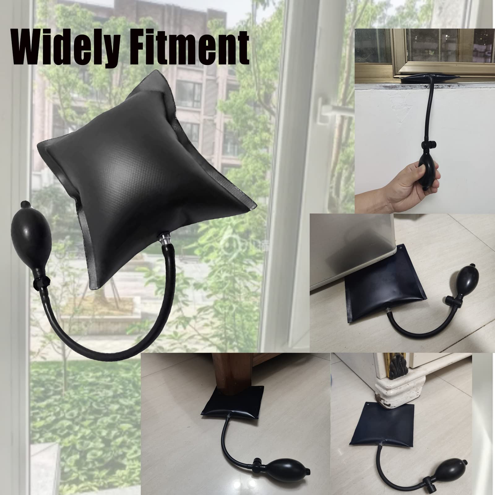 JRangelp Air Wedge Pump - Inflatable Shim Bag for Car, Home, Door & Window Installation, Adjustable Tool, 300lbs Capacity, Black