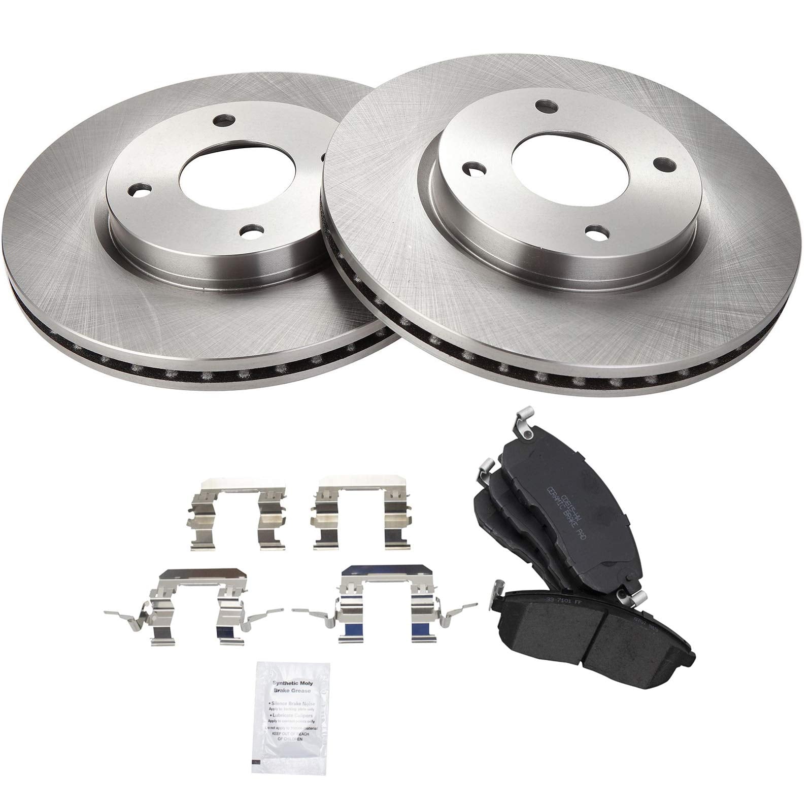 Trq Front Brake Pad & Rotor Kit Brake Pads Brake Rotor Ceramic Compatible With 2009-2014 Nissan Cube 2007-2012 Sentra Versa