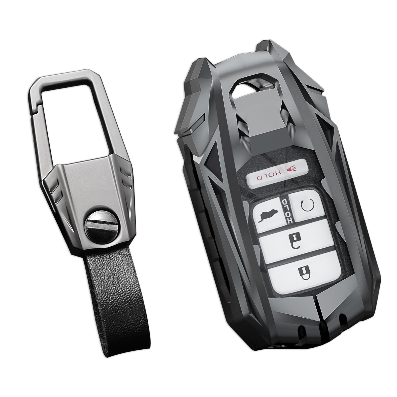 Ocezbiis For Honda Key Fob Cover,Keychain,Zinc Alloy Protection Car Key Case For Accord Odyssey CR-V Civic Crosstour Pilot Ridge