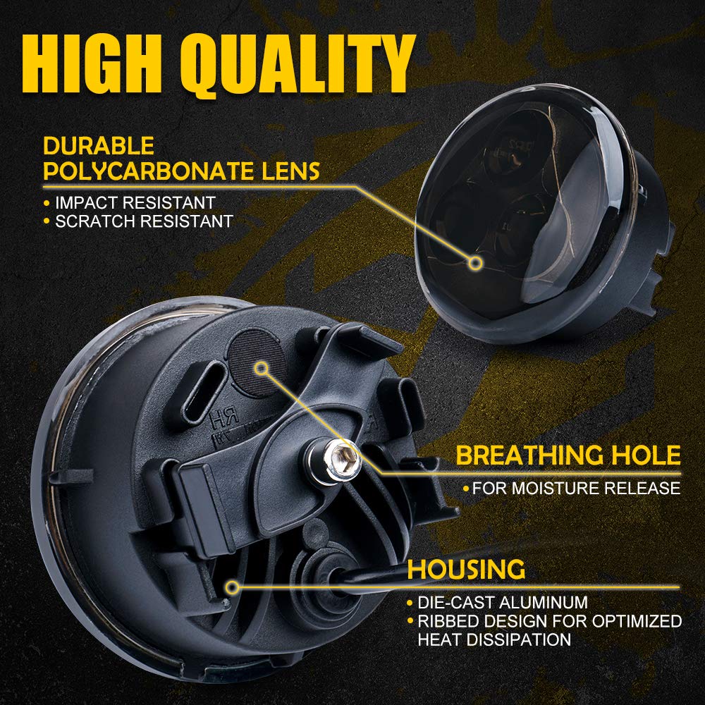 Xprite Amber Led Turn Signal Light W/Smoke Lens, Aluminum Front Blinker Lights Compatible With 2007-2018 Jeep Wrangler Jk