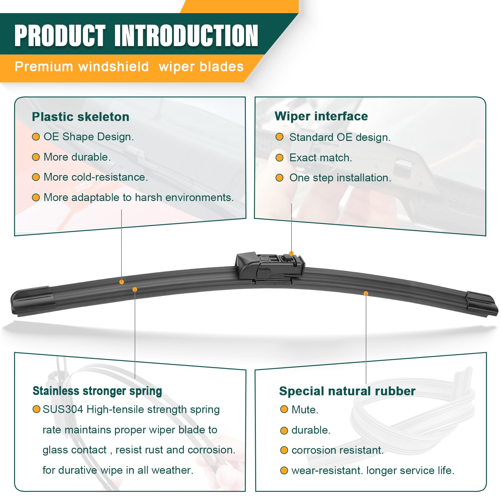 Kvq Windshield Wiper Blades Replacement For Toyota Prius 2016 2017 2018 2019 2020 2021 2022 Original Factory Quality Front Rear