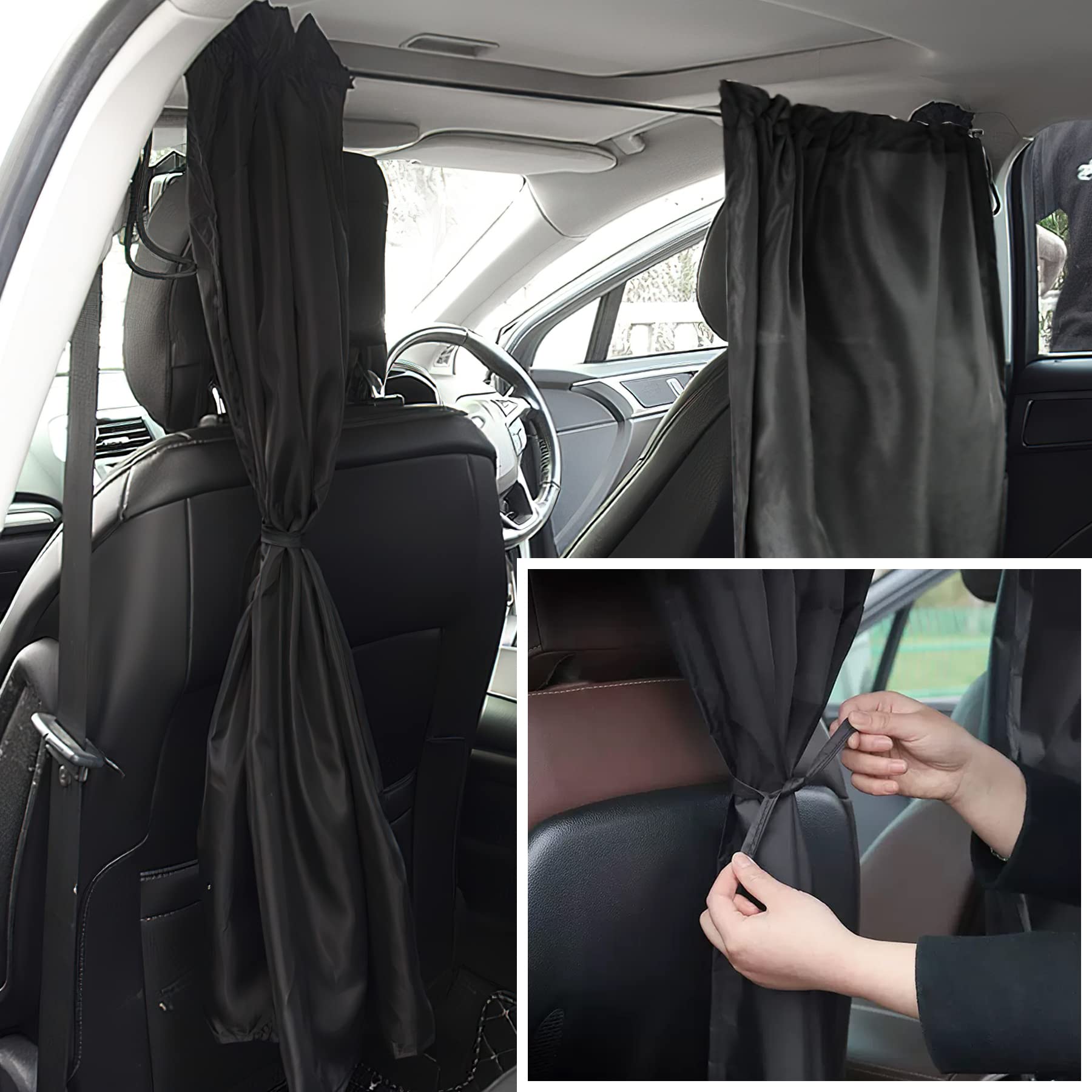 Set Of 3 Car Privacy Curtains, Car Window Covers For Sleeping In Car For Camping Suv Van, Include 1 Rear Seat Divider Curtain &