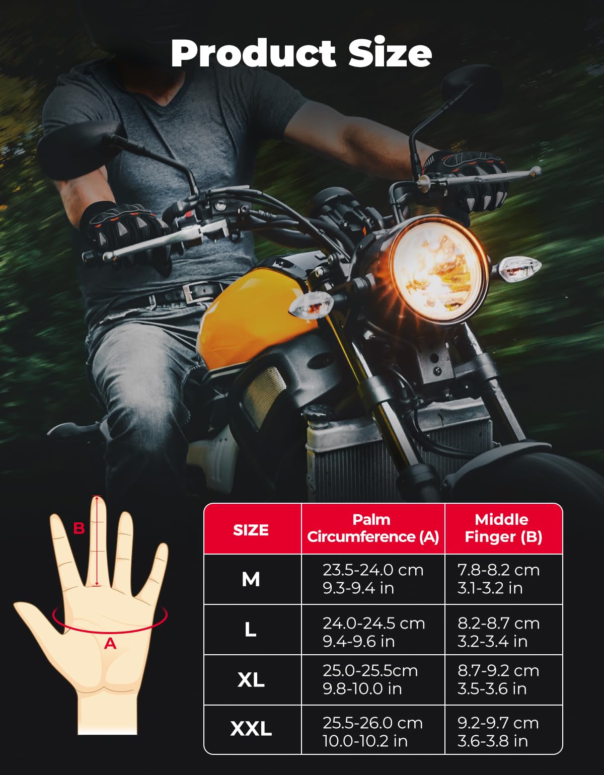 Kemimoto Tactical Gloves For Men, Touchscreen Motorcycle Gloves With Hard Protective Shields For Outdoor Sports On-Road/Off-Road