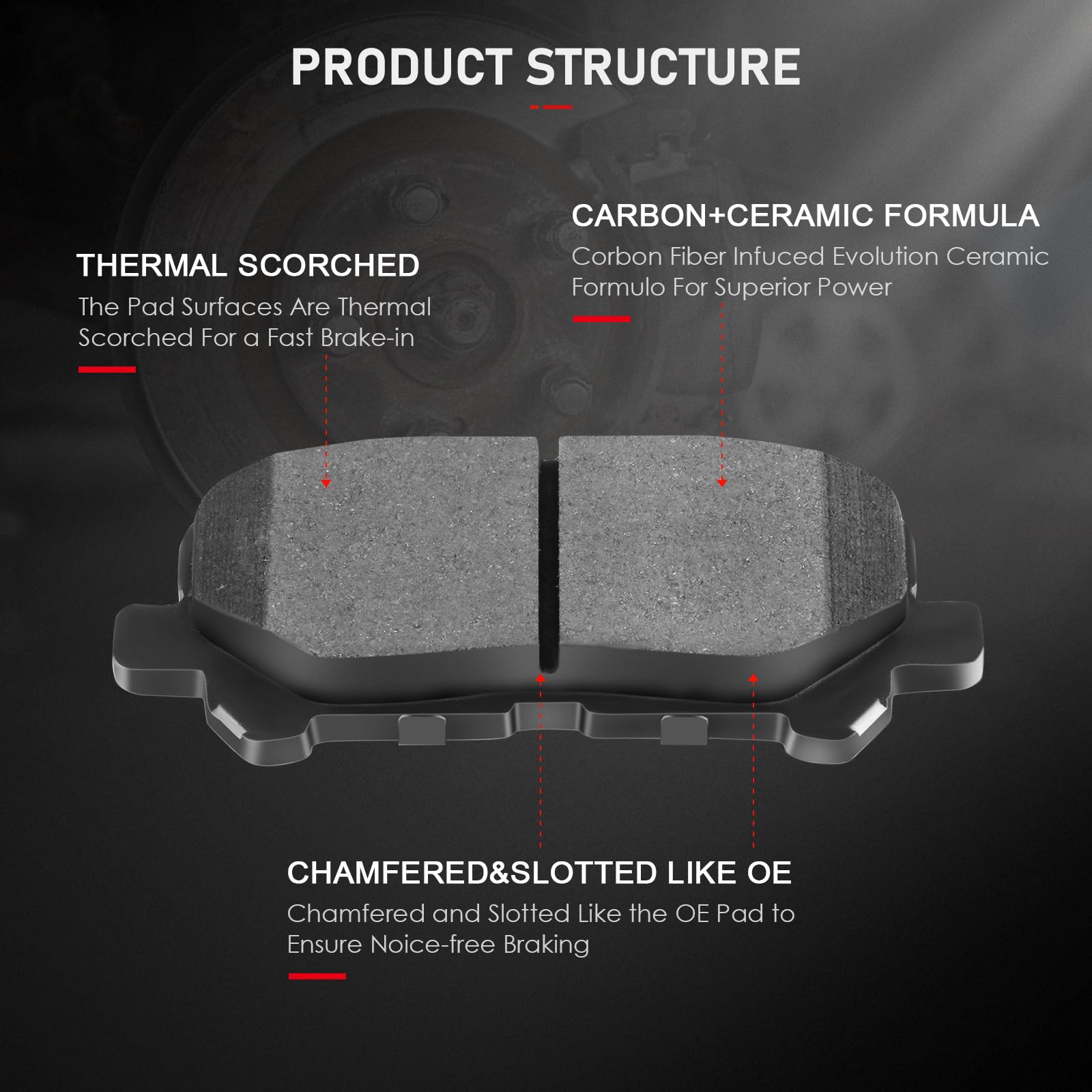 Cciyu D1585 Rear Ceramic Brake Pads Kits 4Pcs Fit For 2014-2017 For Acura Mdx,2012-2019 For Honda Pilot,2017-2019 For Honda Ridg