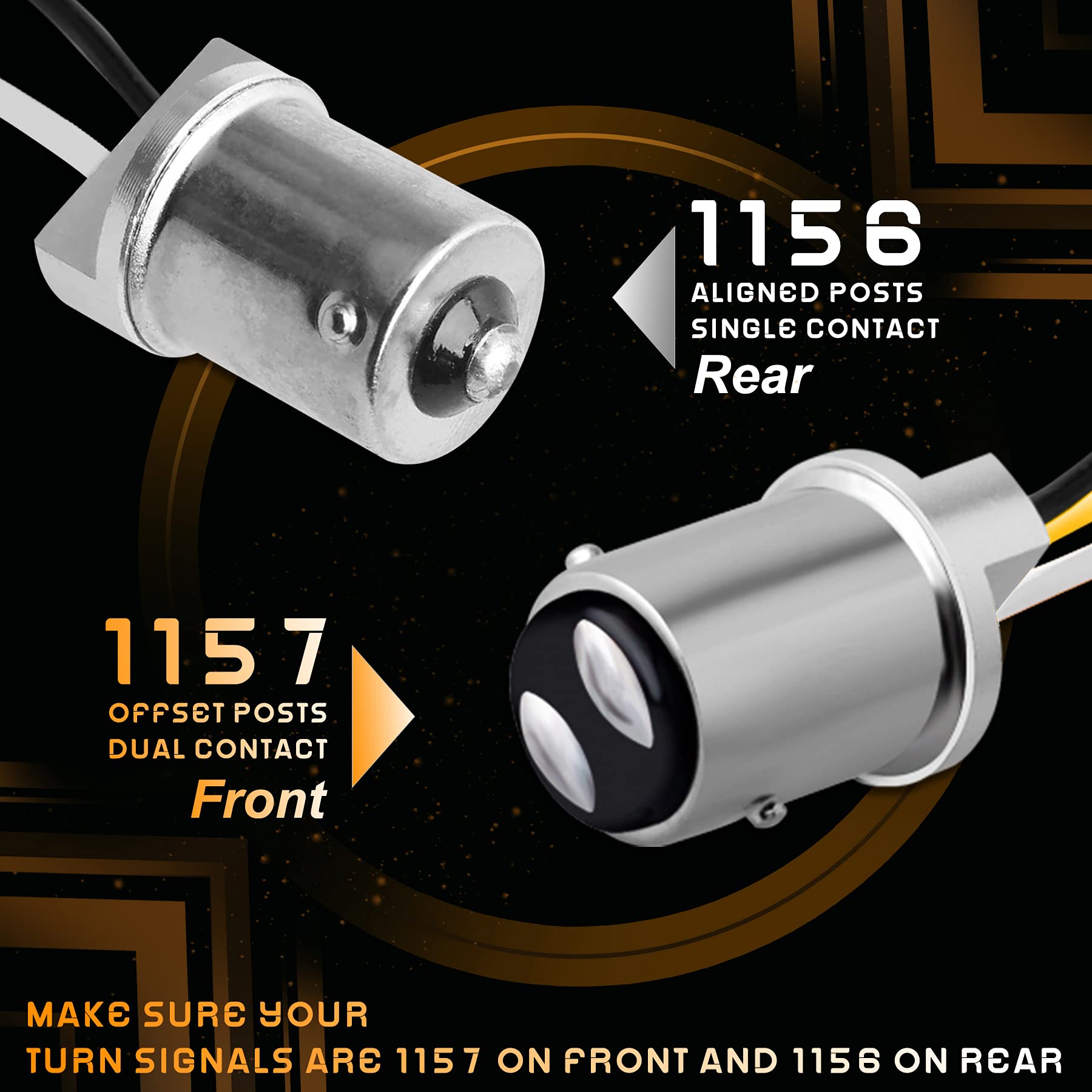 Quasco Led Turn Signal Lights 1157 Front + 1156 Rear Blinkers With Smoked Lens For 2 Inch Bullet Housing Compatible With Harley