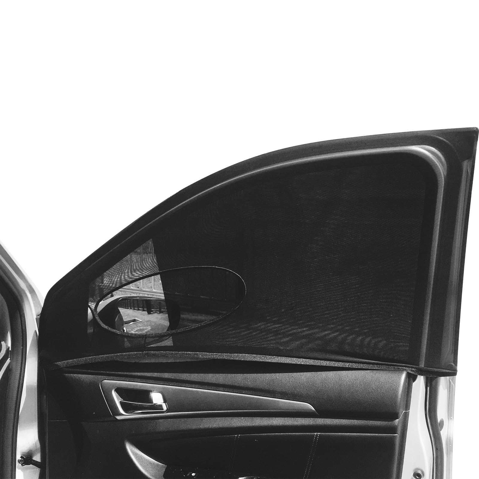 JINRUCHE Car Window Shades, 2 Pack Sun Shades for Front Window, Stretchy Universal, Suitable for Mid-Size Cars & SUVs, Breathabl