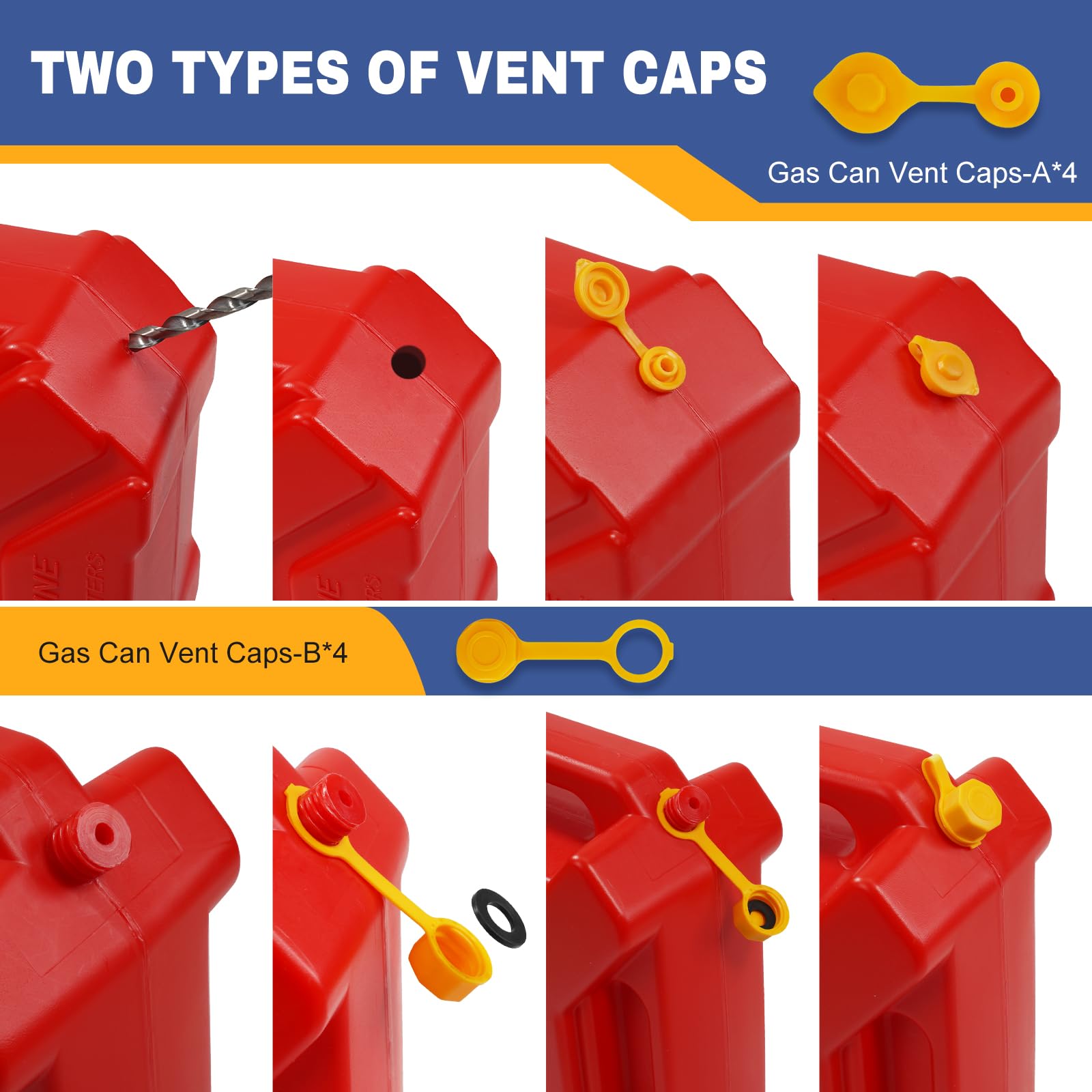 Gas Can Spout Replacement Kit,4 Kit Gas Can Nozzle Replacement Fits 5 Gallon Gasoline Cans,With Flexible Nozzles,Screw Collar Ca