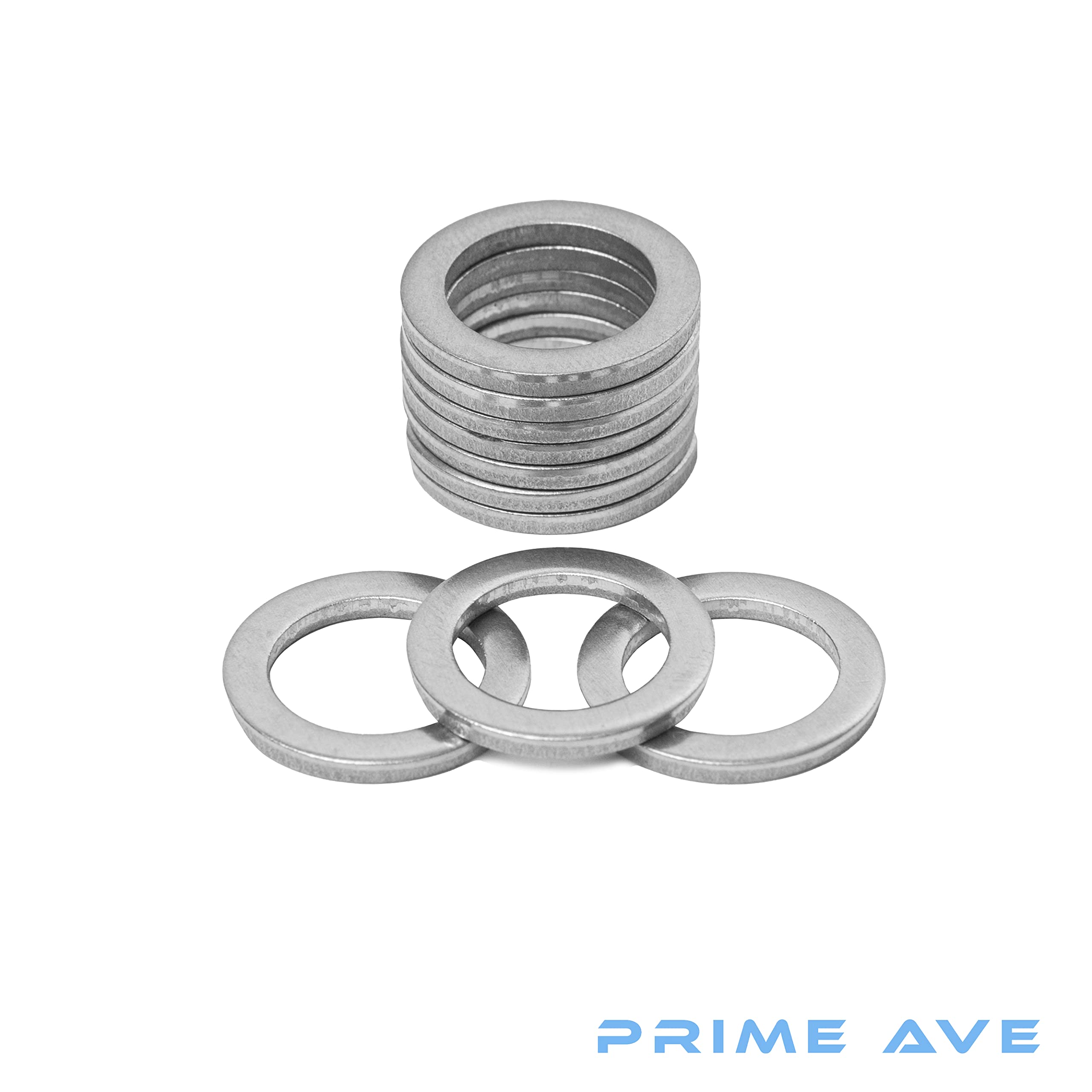 Prime Ave 14mm Crush Aluminum Oil Drain Plug Gasket Washers Compatible/Replacement for Hyundai & Kia Part# 21513-23001 (Package of 10)