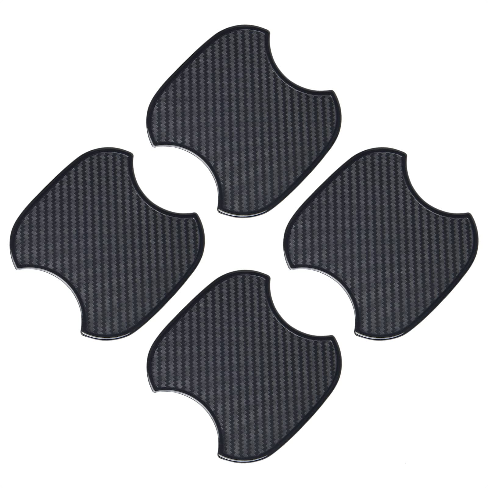 Tangsen 4Pcs Universal 3D Carbon Fiber Texture Automotive Door Cup Handle Recess Paint Protector Cover Scratch Non-Marking Black Tpu Personalize Pad Sticker (M)