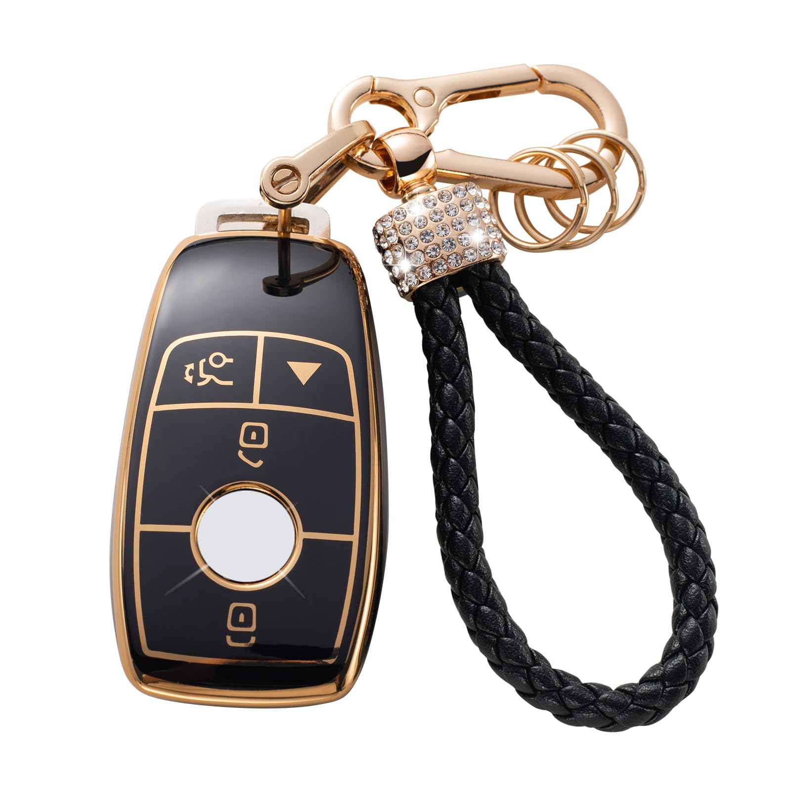 Gematay For Mercedes Benz Key Fob Cover With Keychain Lanyard, Soft Tpu Key Fob Protector Shell Compatible With Mercedes Benz 20
