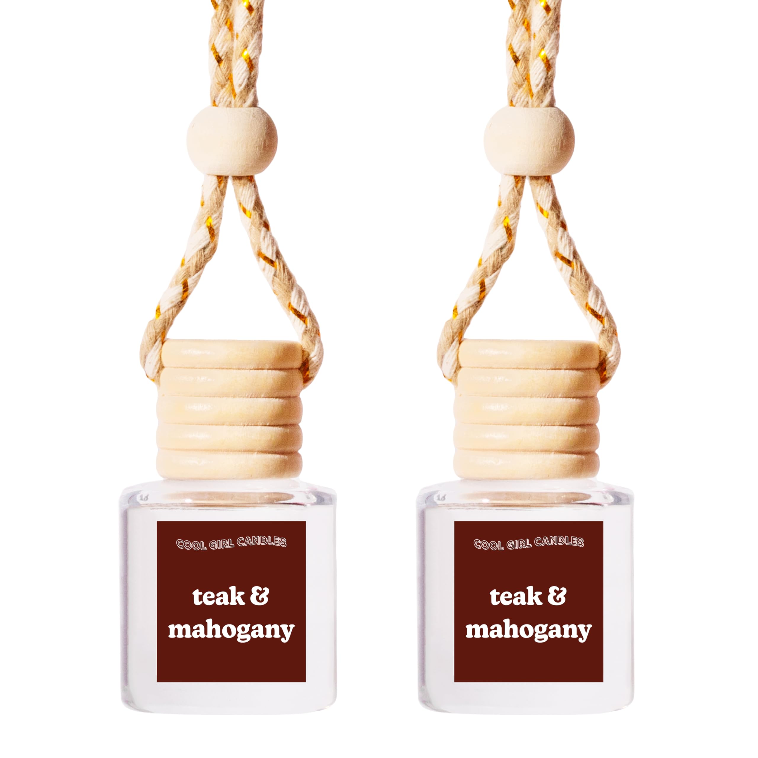 Coolgirlcandles Teakwood + Mahogany Car Air Hanging Fragrance Oil Diffuser Car Air Freshener Diffuser For Essential Oils, Scents