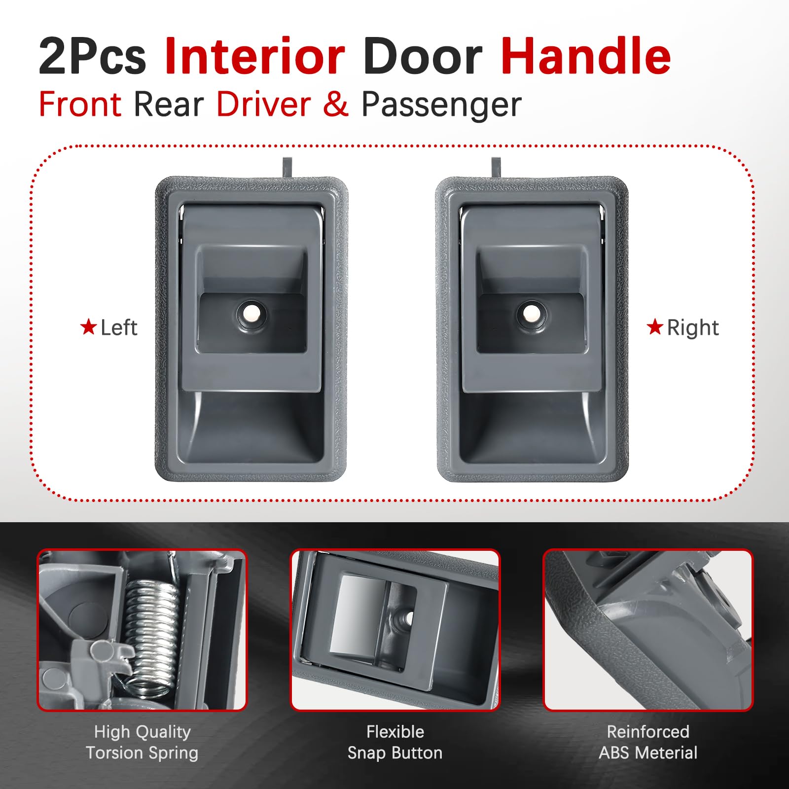 Faersi 2Pcs Interior Door Handle Front Rear Driver & Passenger Side Fits For 1989-1995 4Runner 1988-1993 Toyota Corolla 1989-199