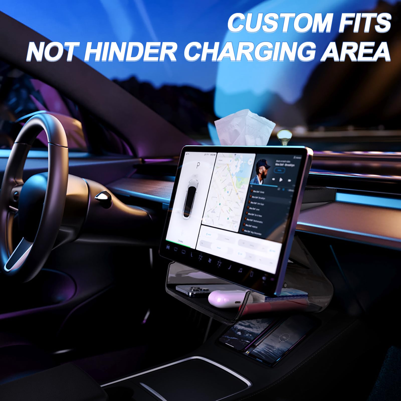 Xintuo Tesla Model 3 Model Y Center Console Organizer Tray 1Pc Under Screen Storage Organizer Box 1Pc Behind Screen Tray Compatible With Tesla Model 3 Model Y Accessories 2023 2022 2021