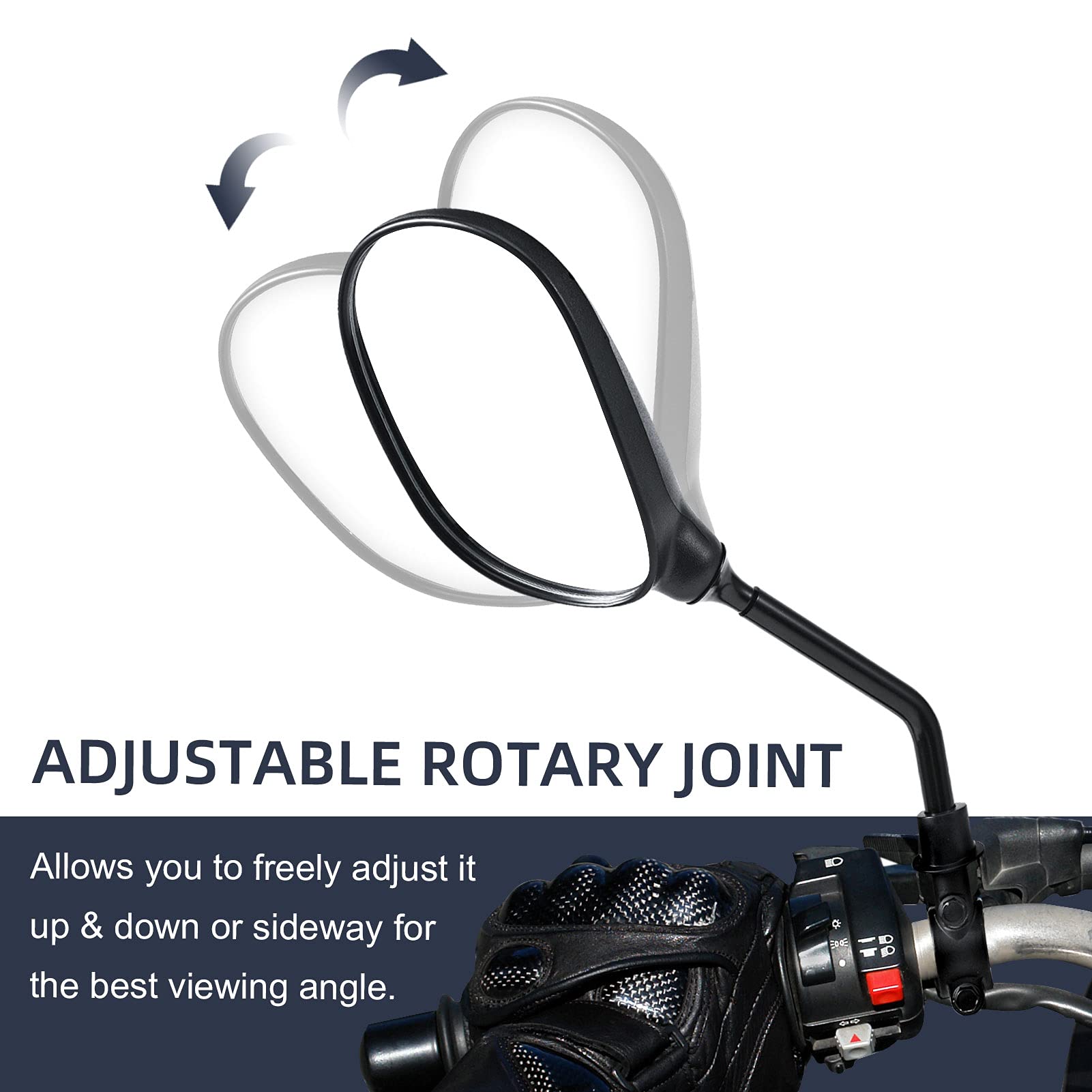 Trkimal Universal Adjustable ATV Motorcycle 360 Degrees Ball-Type Side Rearview Mirror with 7/8    Handlebar Mount Compatible fo