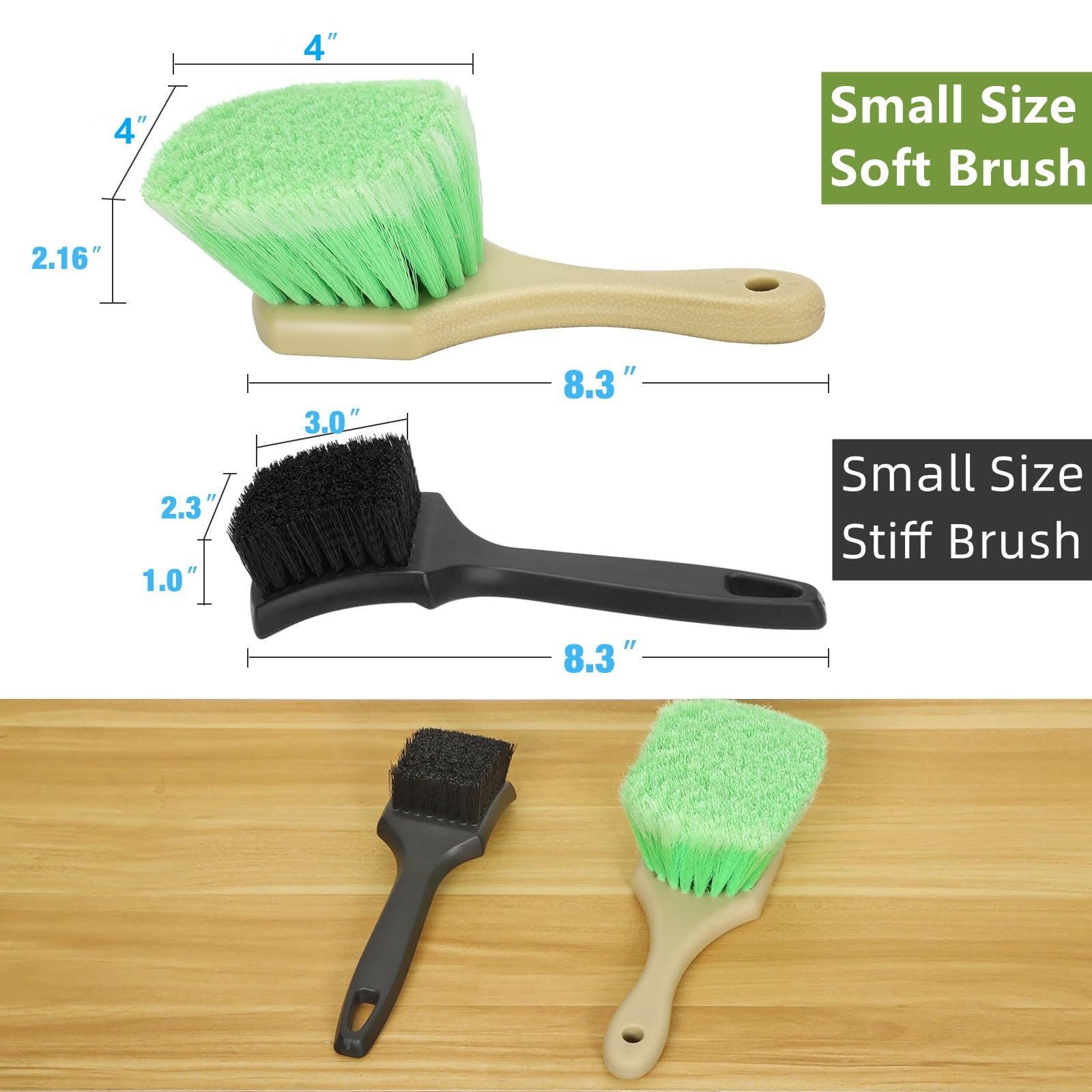 Fitosy Wheel Rim & Tire Brush Set, Soft & Stiff Bristle Wash Cleaning Supplies Kit for Car Body Exterior Surface, Carpet, Truck,