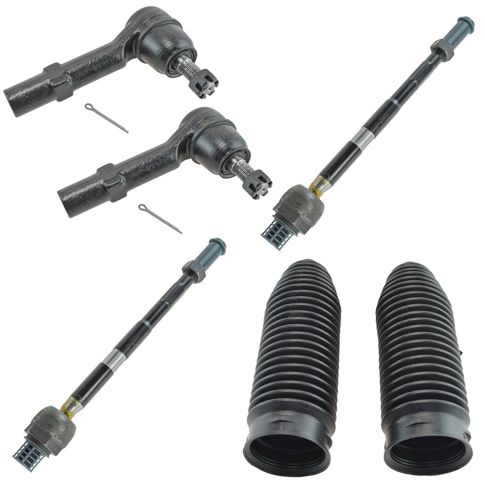 Trq Front Driver & Passenger Side Steering Kit Steering Rack & Pinion Bellow Tie Rod Compatible With 08-17 Buick 09-17 Chevrolet
