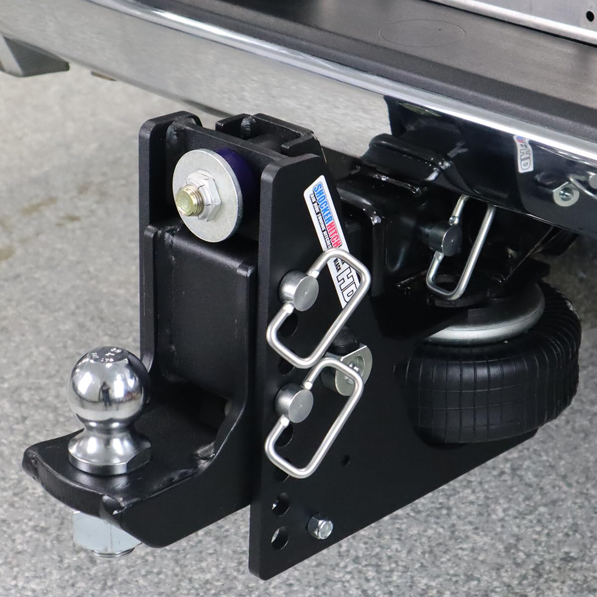 Shocker Hd Max Black Air Drop Hitch 4-1/2'- 8-1/2' Drop, Fits 2' Hitch, Has 2-5/16' Ball