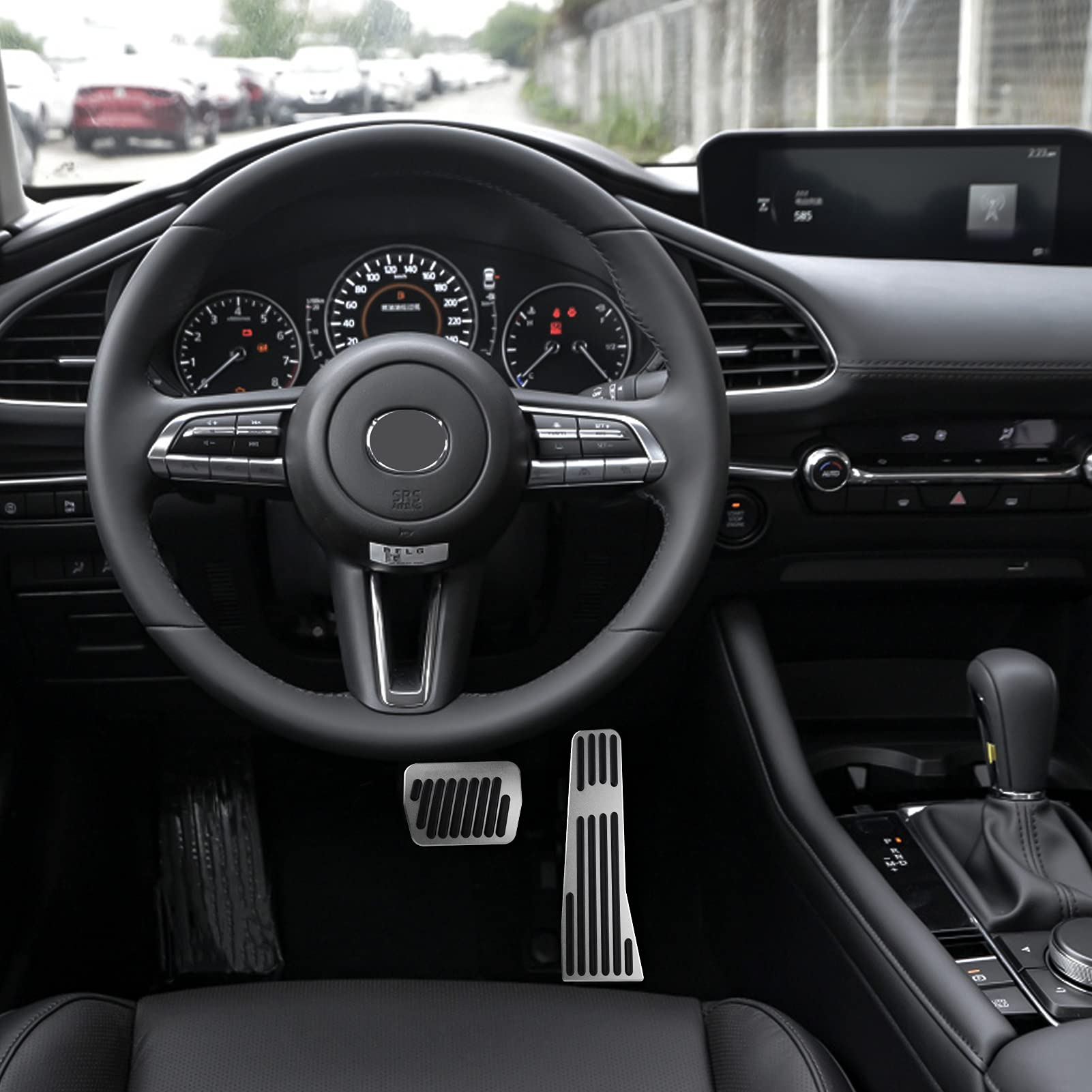 Anfokas Compatible With Mazda 3 Cx-30 Mx-30 Cx-50 Cx-90 Accessories Sporty Anti-Slip Car Interior Foot Pedal Covers Rest Brake Gas Accelerator Pedal Pads -Silver