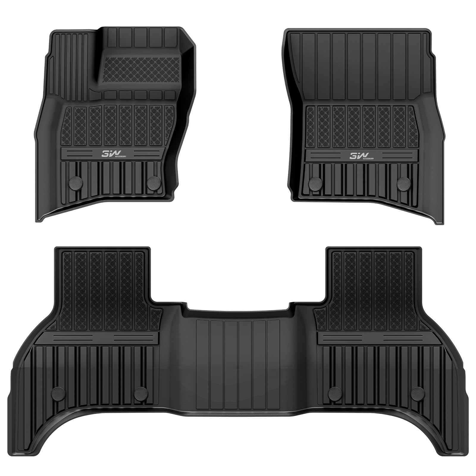 3W Floor Mats Fit Land Rover/Range Rover Defender 110 2020-2024 2025 (Not For Defender 110S/Rubber Flooring), Tpe All Weather Cu