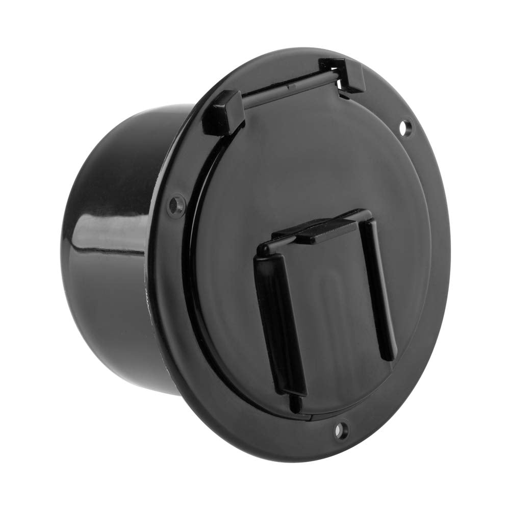Halotronics Rv 4 3/4-Inch Round Electrical Cable Hatch For 30 And 50 Amp Cords (Black)