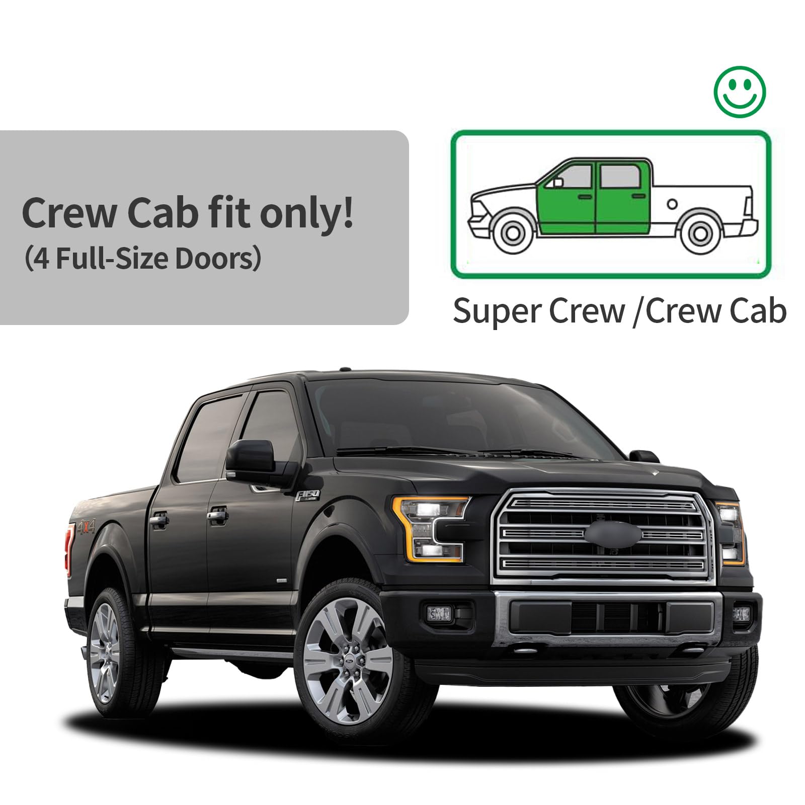 AWVRG Window Rain Guards for 2015-2024 Ford F150 SuperCrew, 2017-2024 F-150 Raptor / F250 F350 F450 SuperCrew Crew Cab, Window V