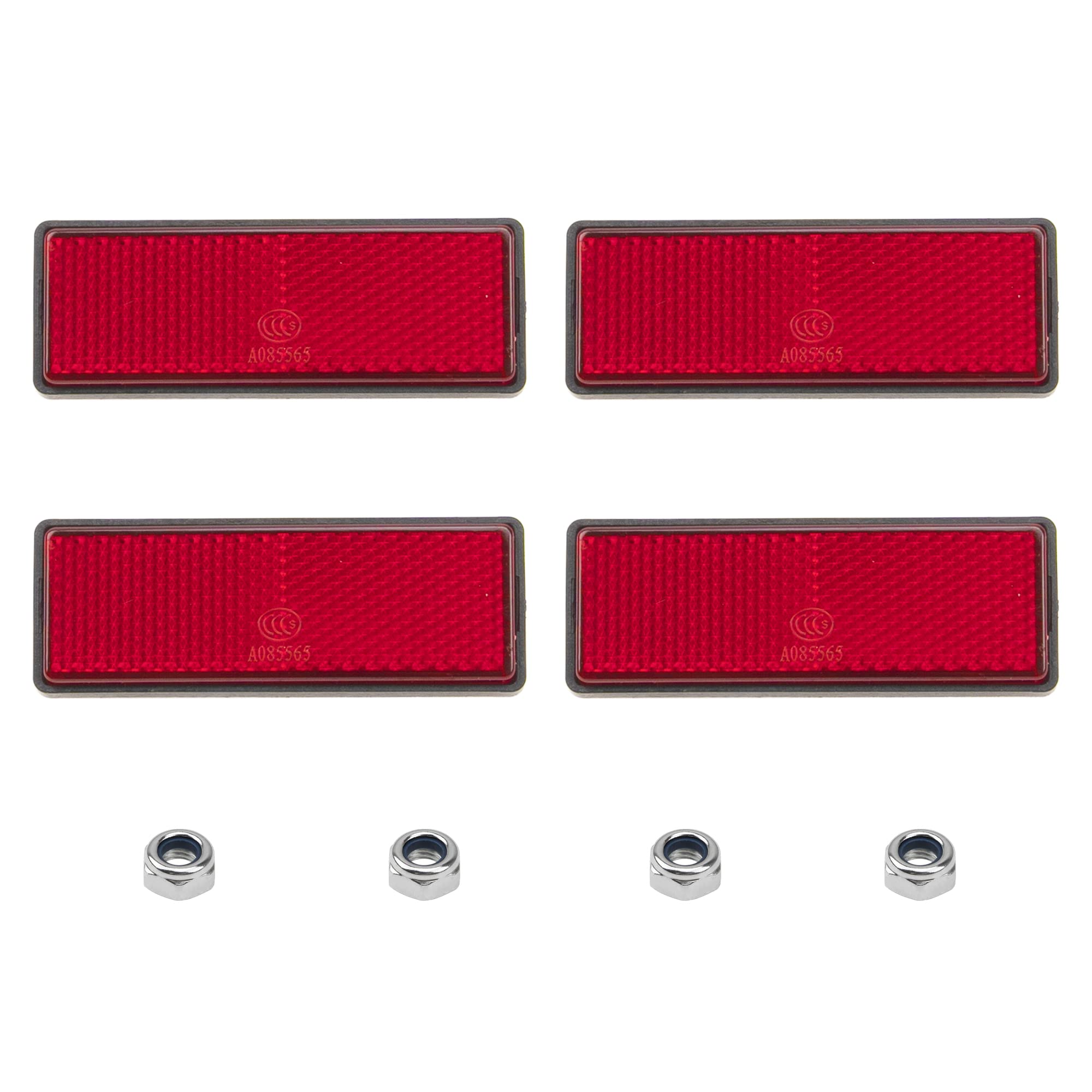Rrina 4Pcs 1.25' X 3.45' Red Rectangle Plastic Reflective Warning Reflector For Motorcycle Bike