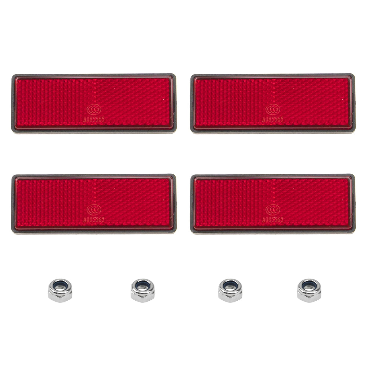 Rrina 4Pcs 1.25' X 3.45' Red Rectangle Plastic Reflective Warning Reflector For Motorcycle Bike