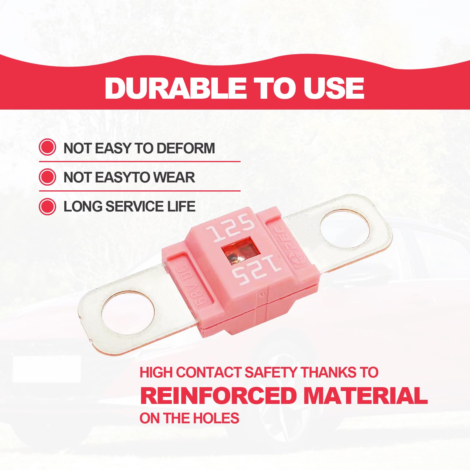 Pack of 3 AMI/Midi Fuse 125 Amp High Current Fuse Bolt-on Fuse, commonly Used in Cars, Trucks, Construction Vehicles, Agricultur