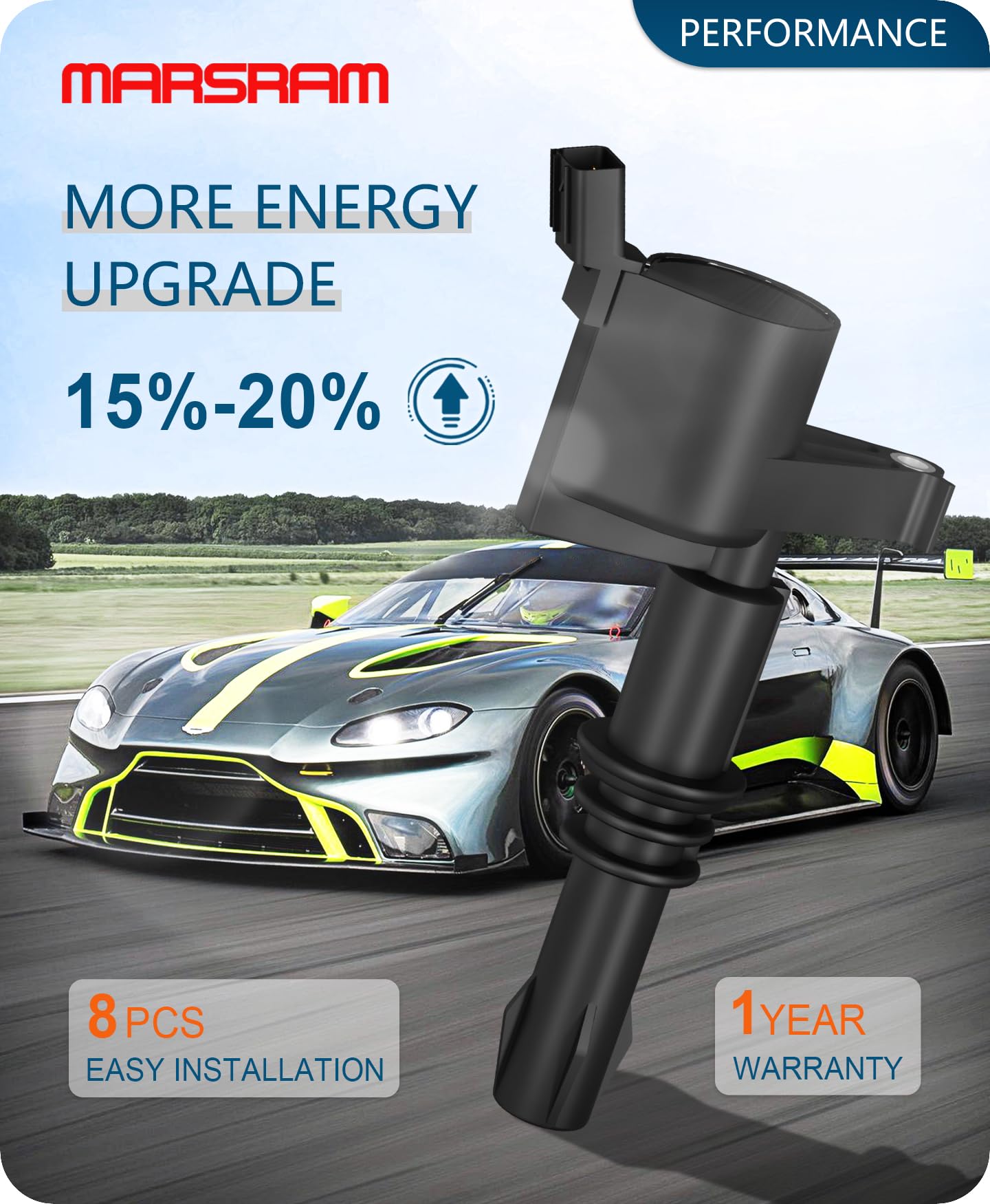 Marsram Ignition Coil Pack Fd508 & Iridium Spark Plug Fit For 2005 2006 2007 2008 Ford Expedition F150 F250 F350 F450 F550 Super