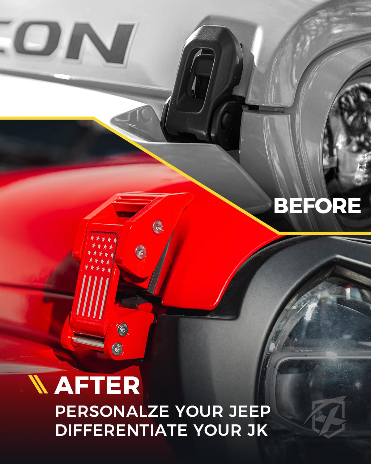 Xprite U.S. Flag Hood Latches Compatible With 2007-2018 Jeep Wrangler Jk Jku & 2018-2025 Jeep Wrangler Jl Jlu & 2020+ Gladiator