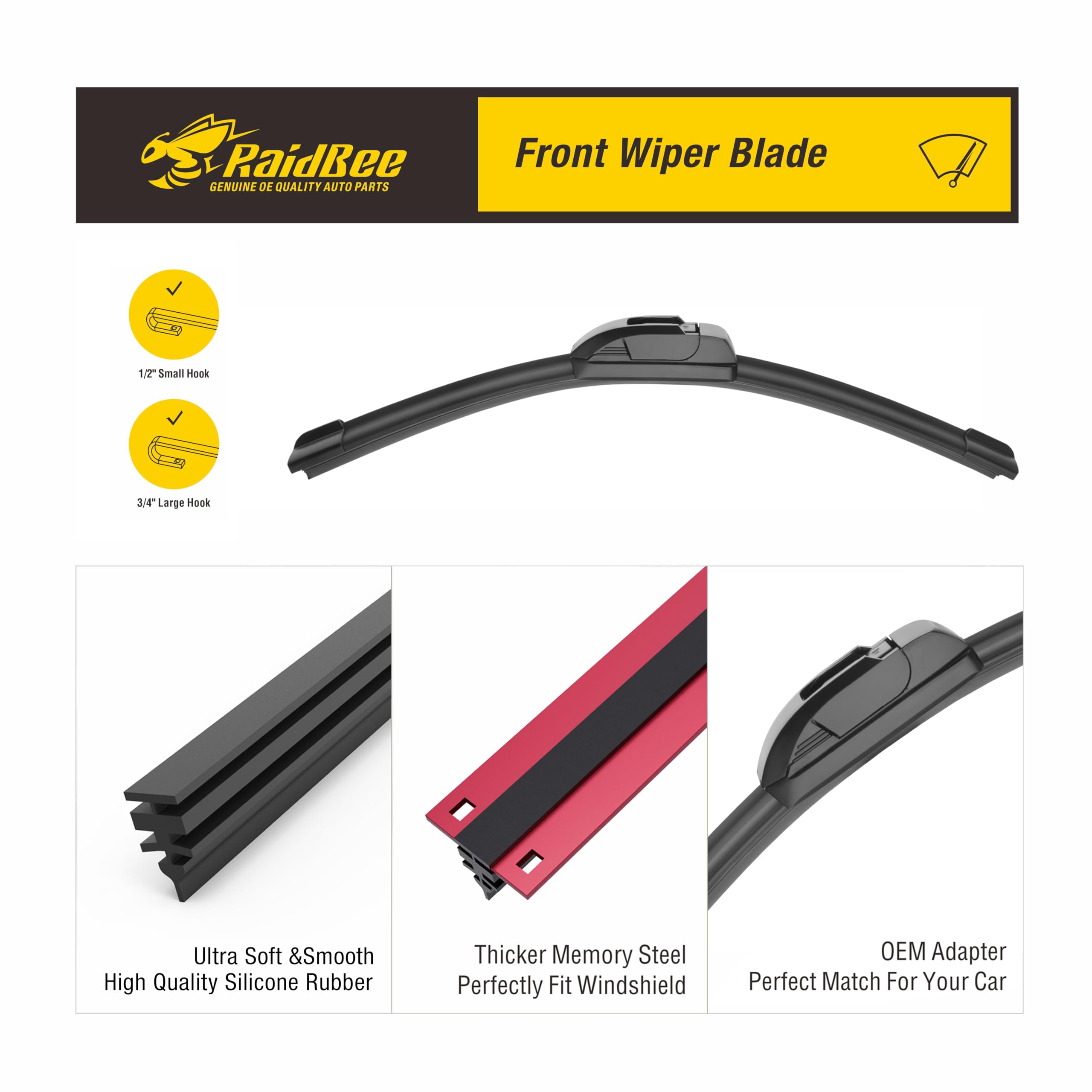 Raidbee 28+17 Inch Silicone Windshield Wiper Blades Replacement For Nissan Altima 2015 2014 2013 2012 2011 2010 2009 2008 2007 N