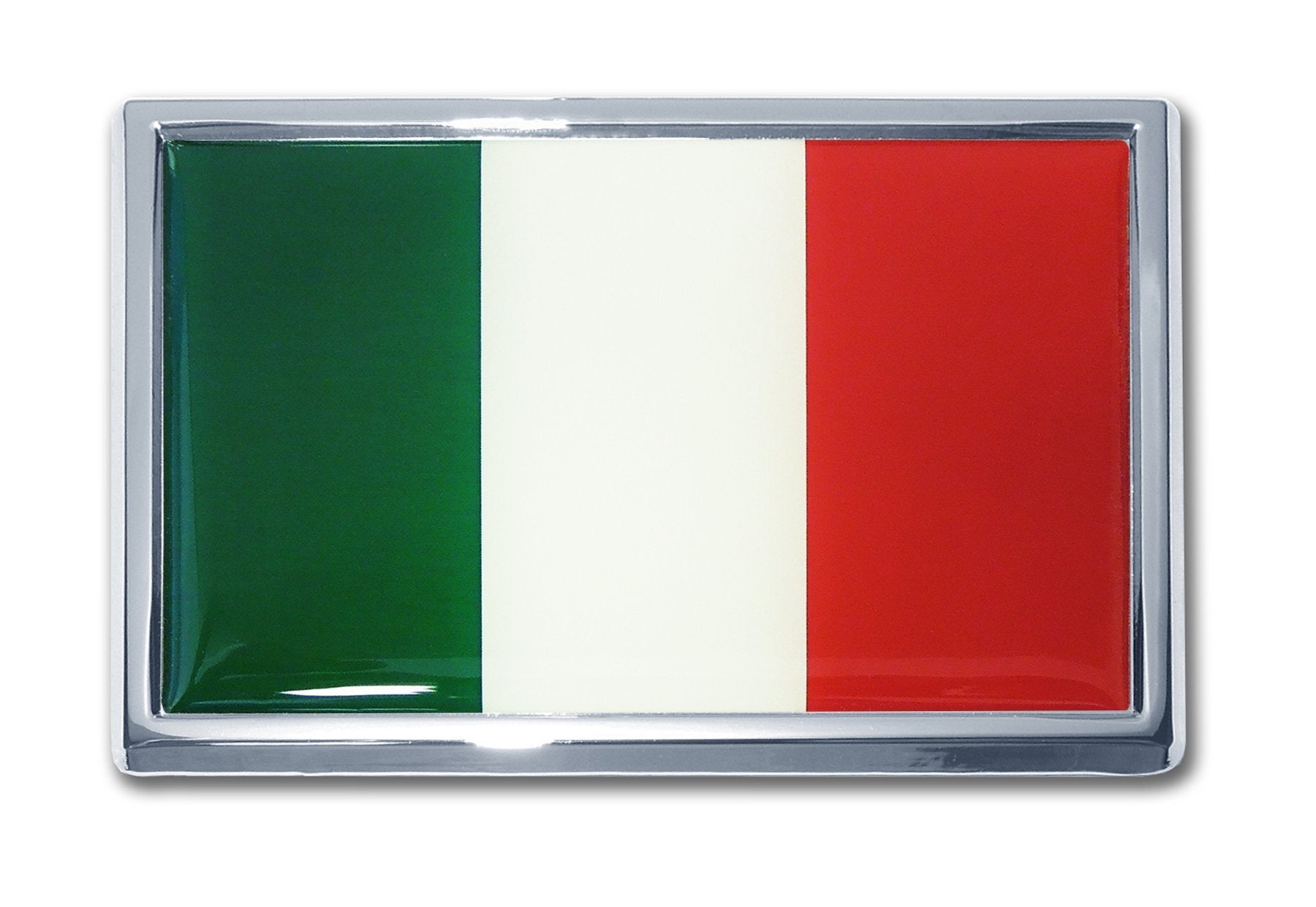 Elektroplate Premium Large Italian Flag All Metal Chrome Emblem For Suvs/Trucks | Universal Fit At 2.7' X 4.2' | Weatherproof
