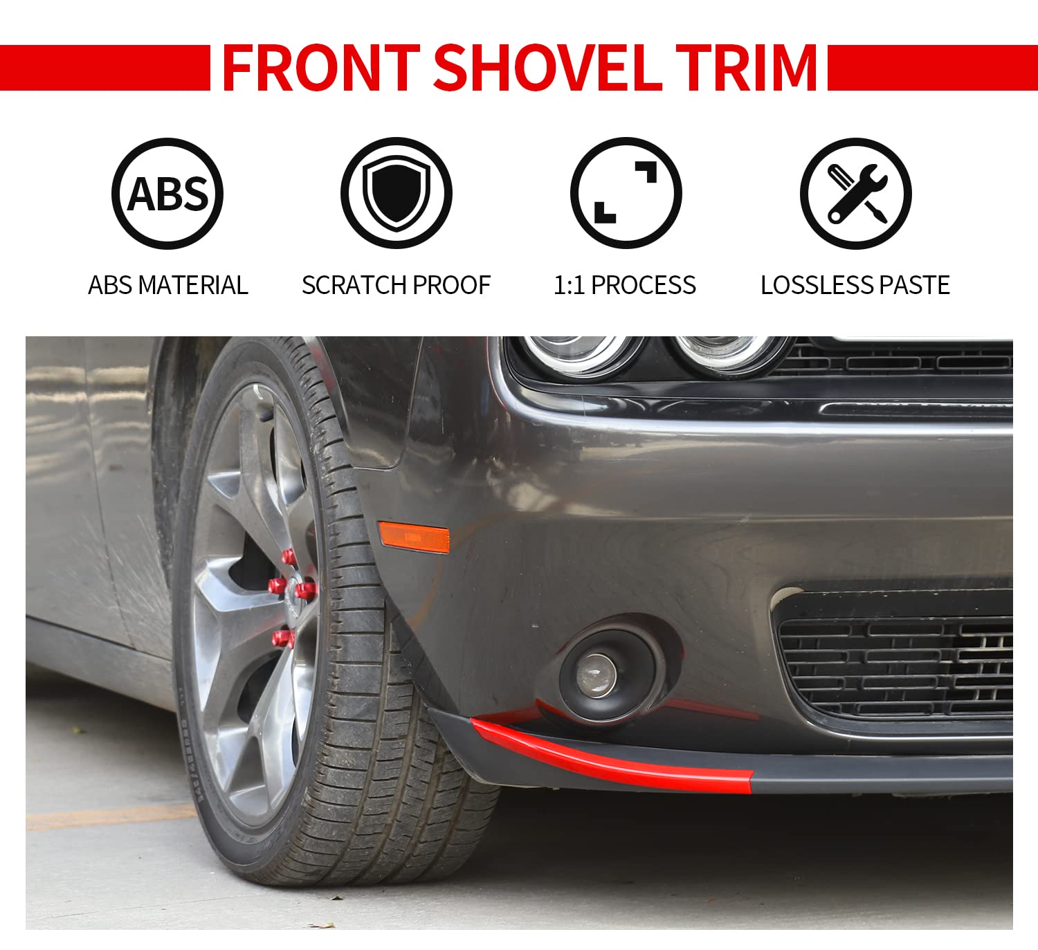 Voodonala For Dodge Challenger 2015-2023 Front Bumper Lip Splitter Protector Cover Compatible With Dodge Challenger 2015-2023(Re