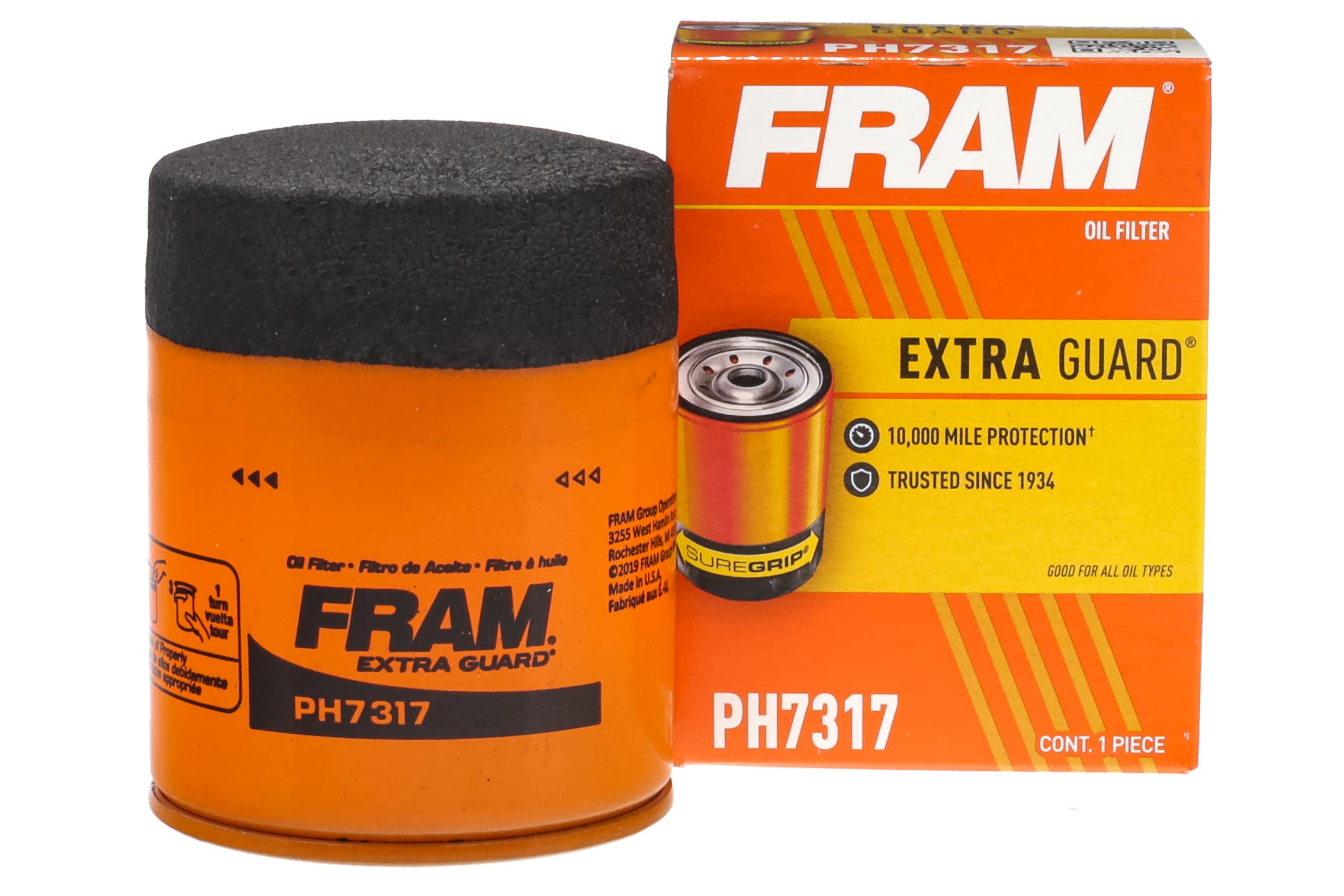 Fram Extra Guard Ph7317, 10K Mile Change Automotive Replacement Interval Spin-On Engine Oil Filter For Select Vehicle Models