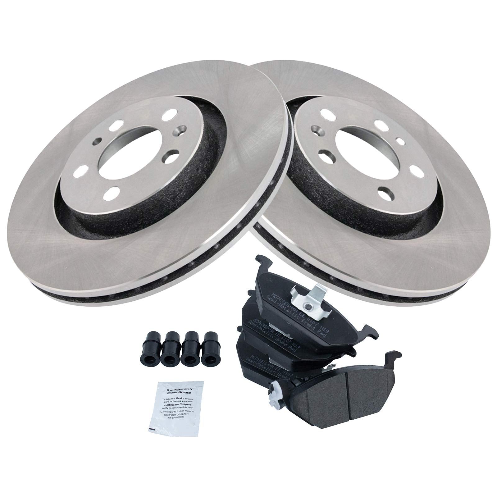 Trq Front Brake Pad & Rotor Kit Brake Pads Brake Rotor Semi-Metallic Compatible With 2000-2010 Volkswagen Beetle 2000-2006 Golf