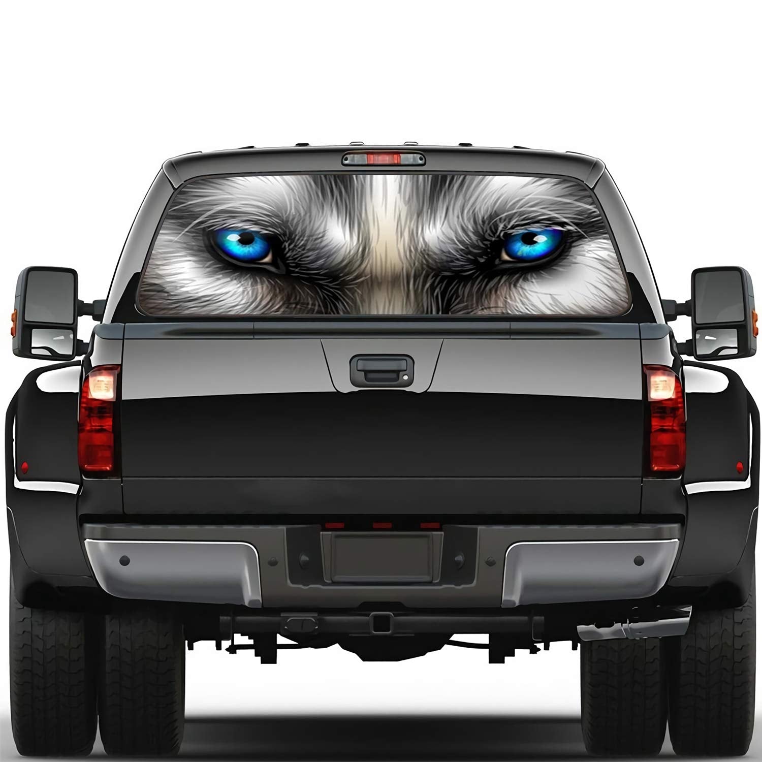 Oasisdream Wolf Eyes Rear Window Decals for Trucks Suvs Universal Size 65''X22'' High-Definition Print Truck Window Decals