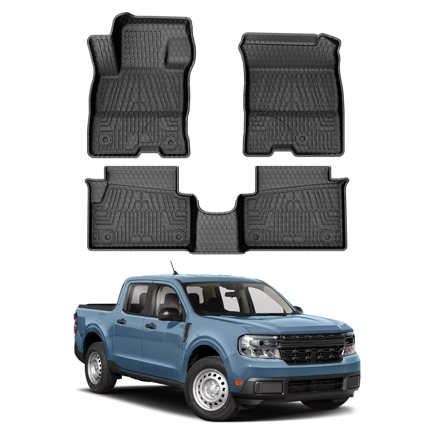 Mixsuper Custom Fit Floor Mats for Ford Maverick 2026 2025 2024 2023 2022 (Only Fits Hybrid Models) All Weather Floor Liners 1st