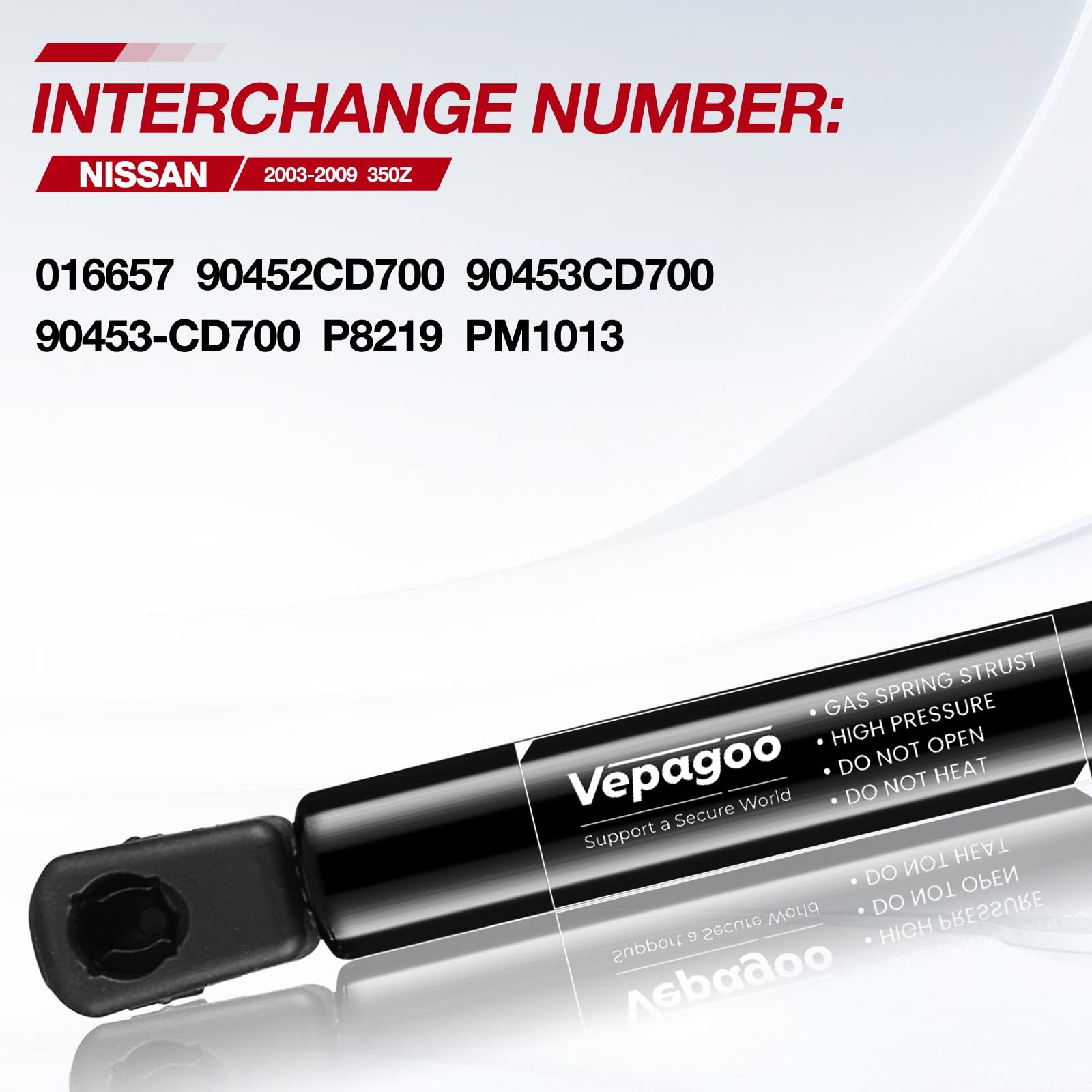 Vepagoo 4194 Rear Trunk Gas Shocks Compatible With 2003-2008 Nissan 350Z Liftgate Lift Supports Struts With Added Pressure For L