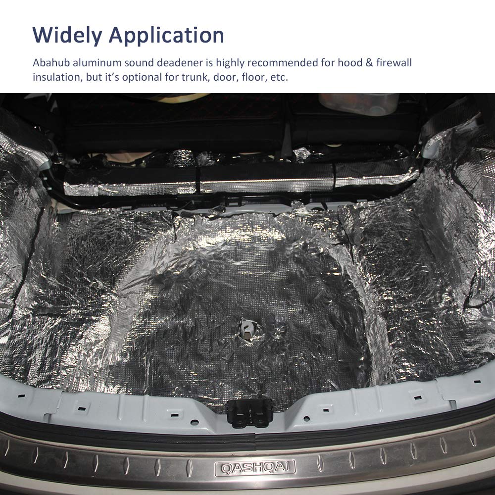 Abahub 236 Mil 32 Sqft Car Sound Deadener Hood Firewall Heat Shield Insulation Pad Automotive Sound Deadening Mat Aluminum Roll 118X39