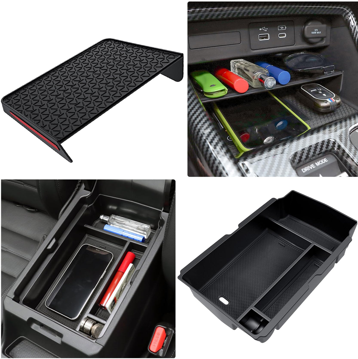 Sinvanho 2Pcs Crv Interior Accessories, Center Console Organizer For Honda Cr-V 2023 2024 Armrest Hidden Secondary Storage Box C