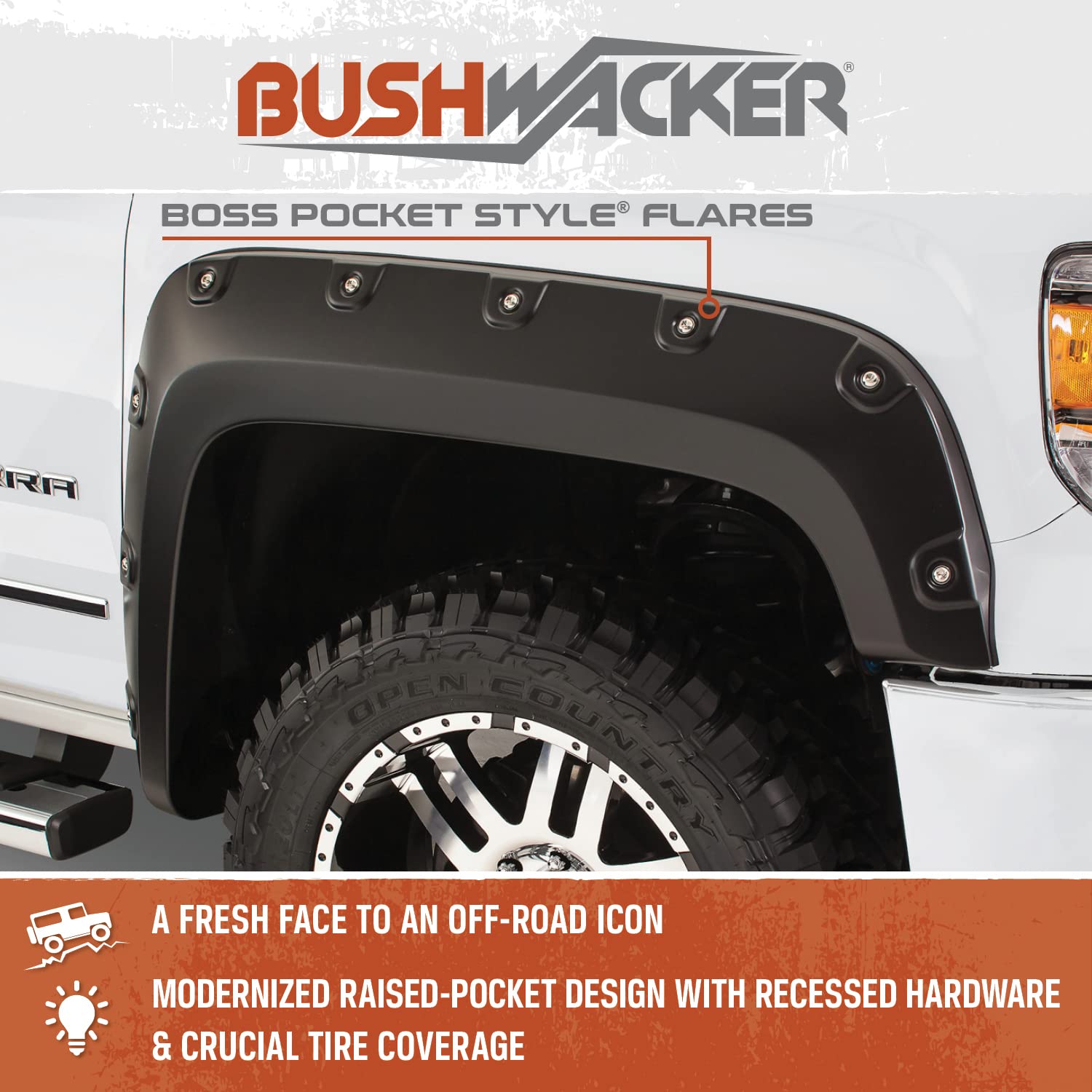 Bushwacker 40940-02 Boss Pocket Style Fender Flares 4pc. Set fits 2007-2013 GMC Sierra (5.8' Truck Bed)