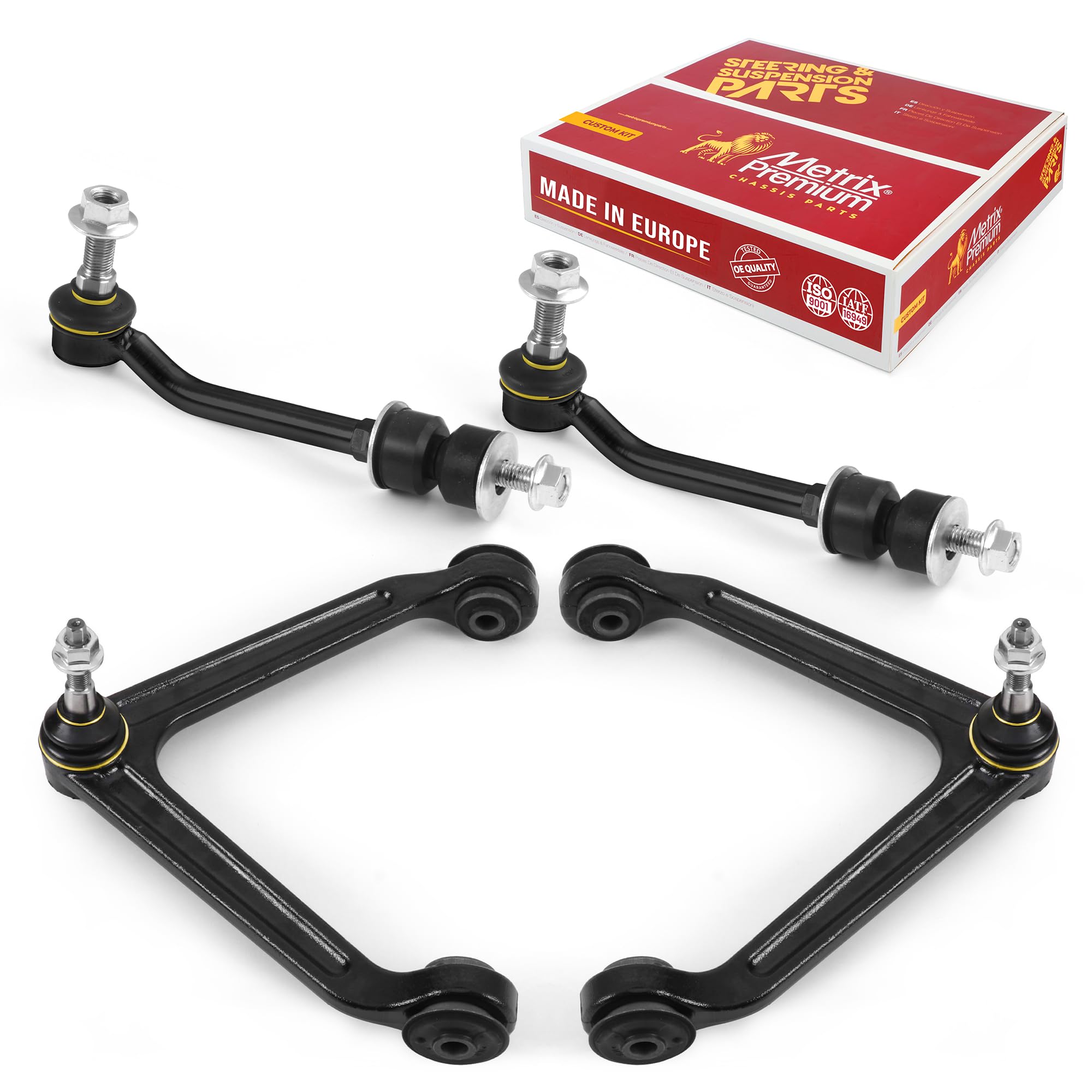 Metrix Premium Chassis Parts - 4 Pc Front L/R Upper Control Arm & Front Sway Bar Stabilizer End Link Kit Fits 07-09 Chrysler Asp